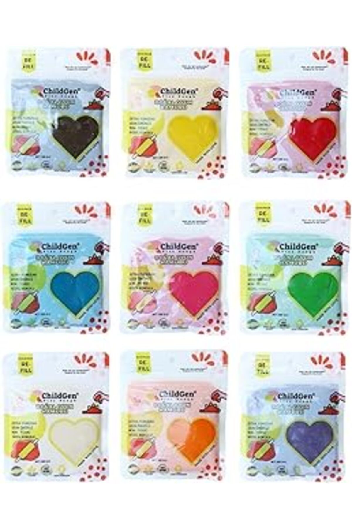 Qedii Doğal Oyun Hamuru - 9’Lu 9X125 Gram Vakumlu Kartuş Paket - (Ecopack-Refill)