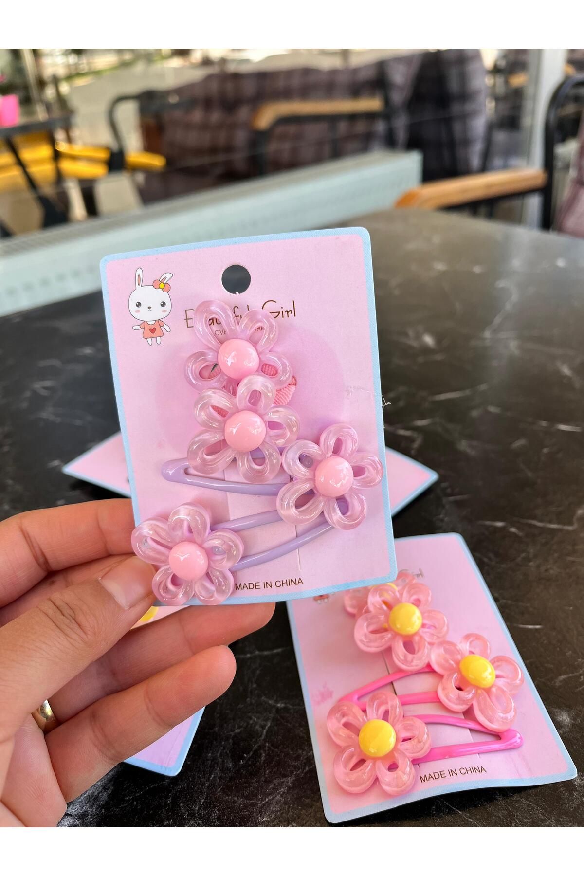 EMKSHOP ÇİÇEK MODELLİ ÇOCUK TOKA SET (1 ÇİFT BAĞLAMALI 1 ÇİFT ÇITÇITLI)
