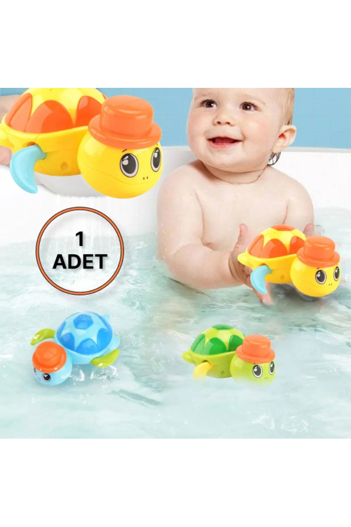 Shoplandu Sevimli Kurmalı Suda Yüzen Kaplumbağa - Banyo Küvet Havuz Deniz Oyuncağı - Mavi fotoğrafı 4 (önizleme)