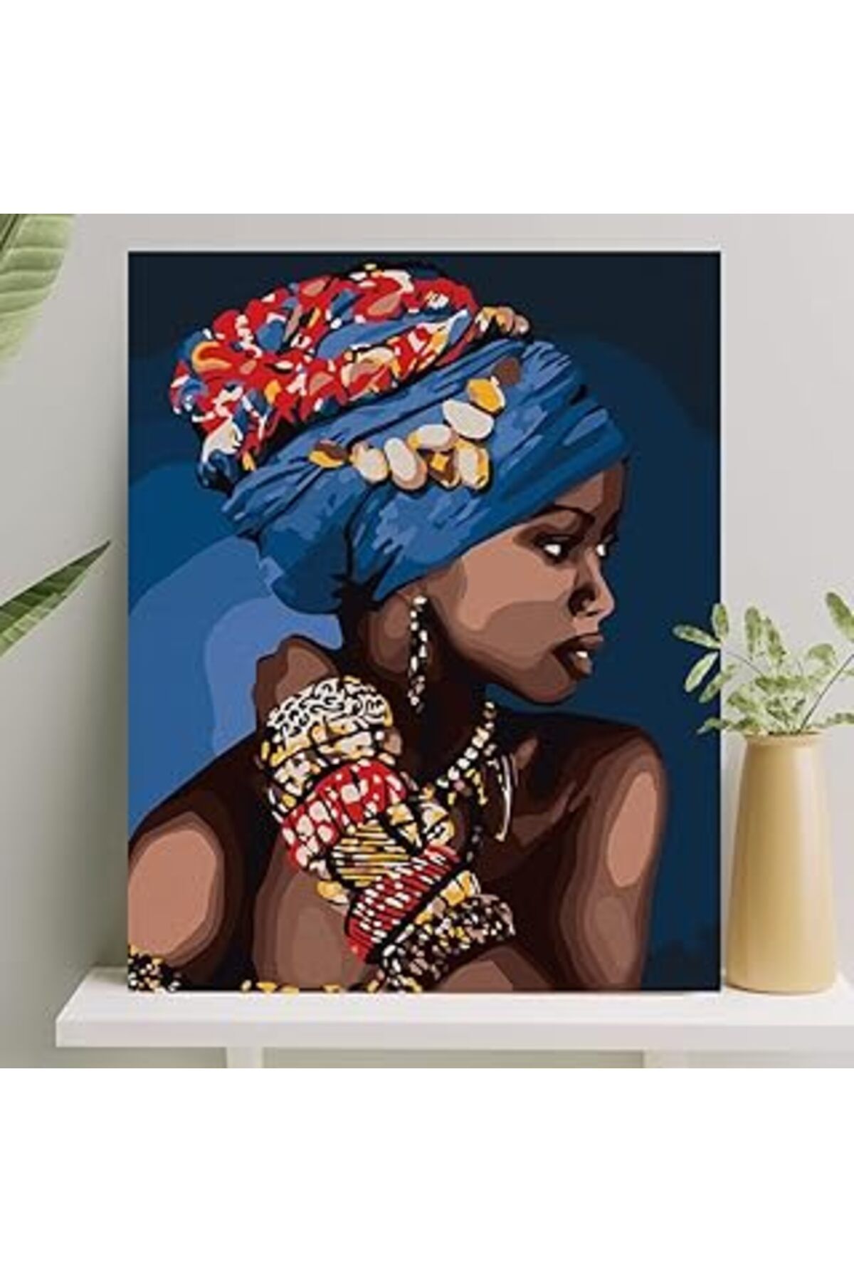 Mu Art Ahşap Palmiye Hobi Sanat Sayılarla Boyama Tuval Seti Fırça Boya Dahil (Çıtalı) 40X50 Cm - Zarafet