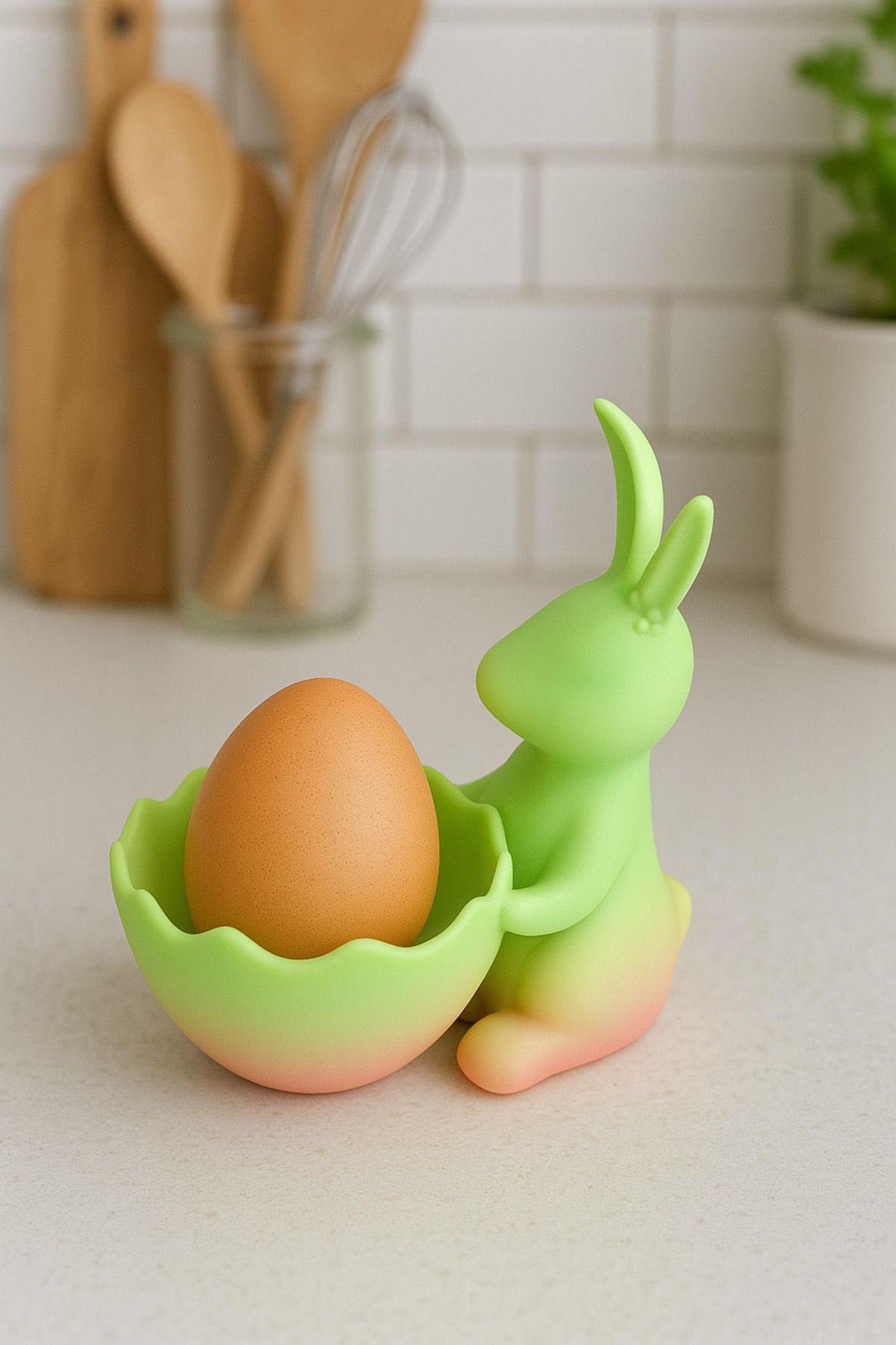 EB Handmade Workshop Dekoratif Tavşan Figürlü Meyvelik & Yumurta Kasesi – 3D Baskı Özel Tasarım