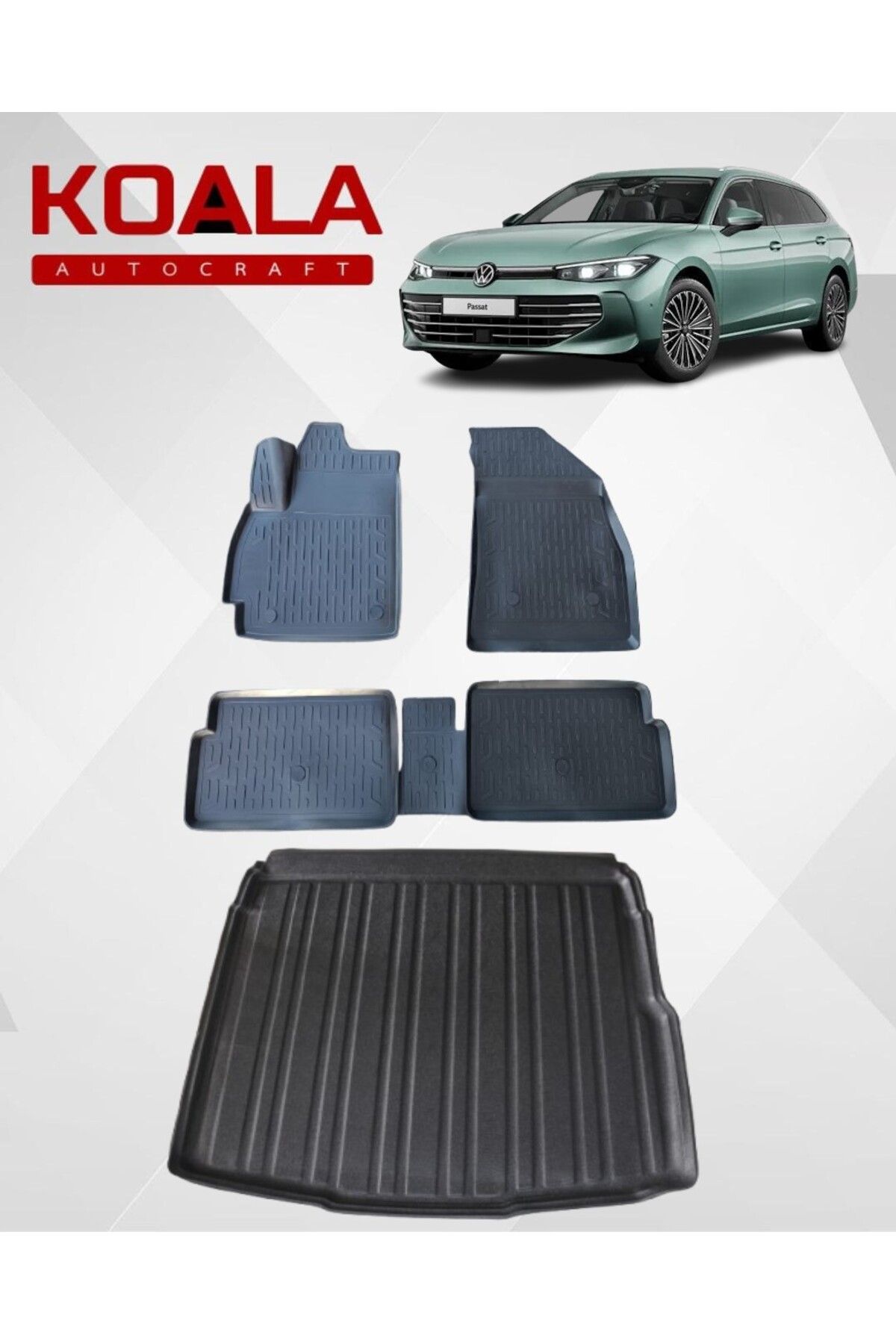 KoalaOtoTekstil VW PASSAT B9 VARİANT (2024+..) Ile Uyumlu - Araca Özel Paspas ve ( Bagaj Havuzu ÜST KADEME İÇİNDİR)