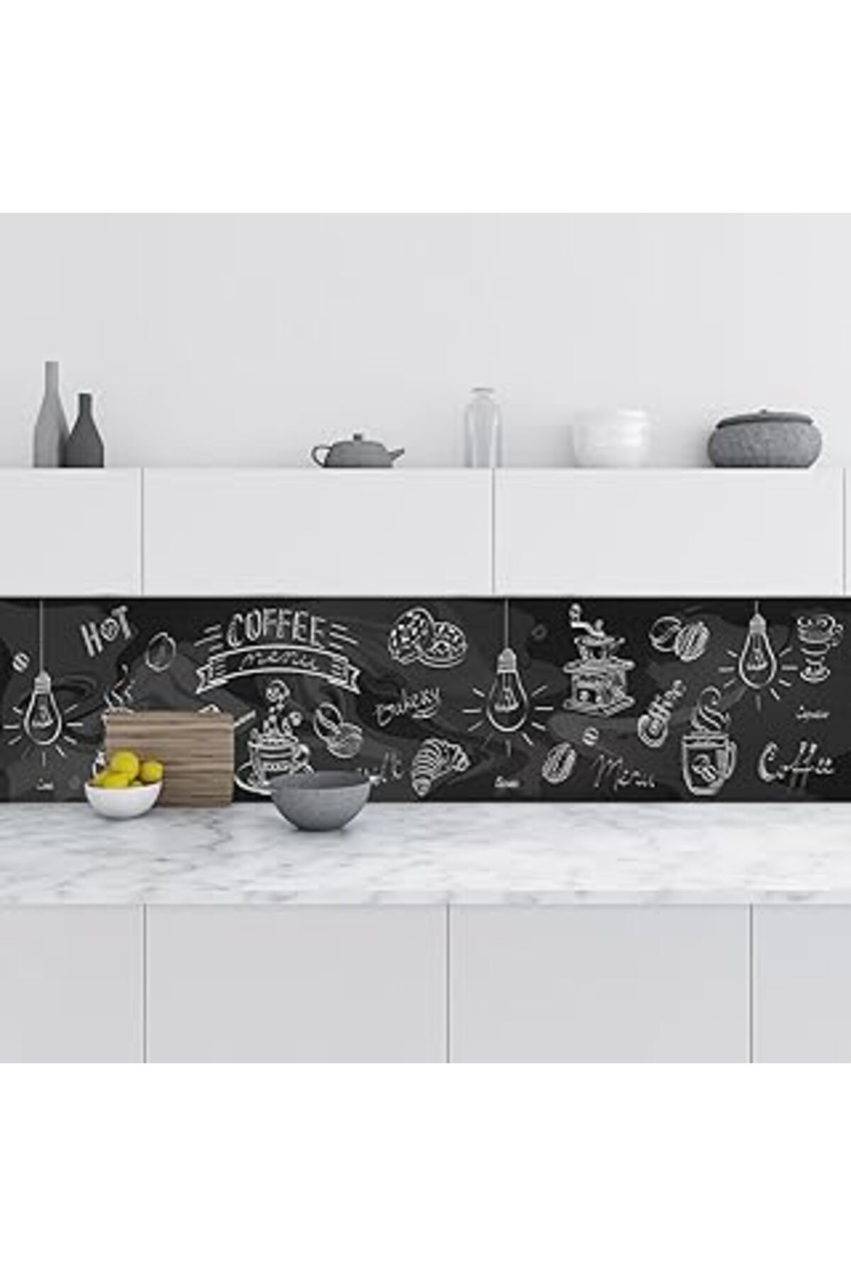 Mu Art Ahşap Mutfak Tezgah Arası Folyo Fayans Kaplama Folyosu Coffee Menu 60X400 Cm