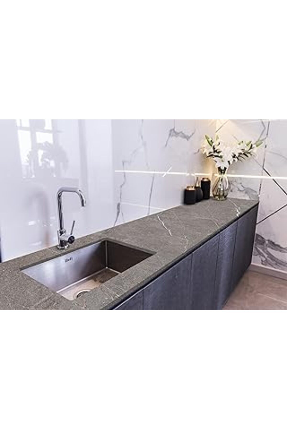 Qedii Stickerart Tezgah Üstü Fayans Kaplama Folyosu Mutfak Tezgahı Kaplama Slab Marble 70 Cm X 4 Metre