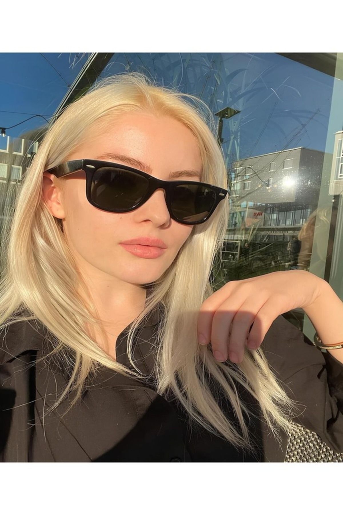 AychaAksesuar siyah marka model klasik unisex güneş gözlüğü