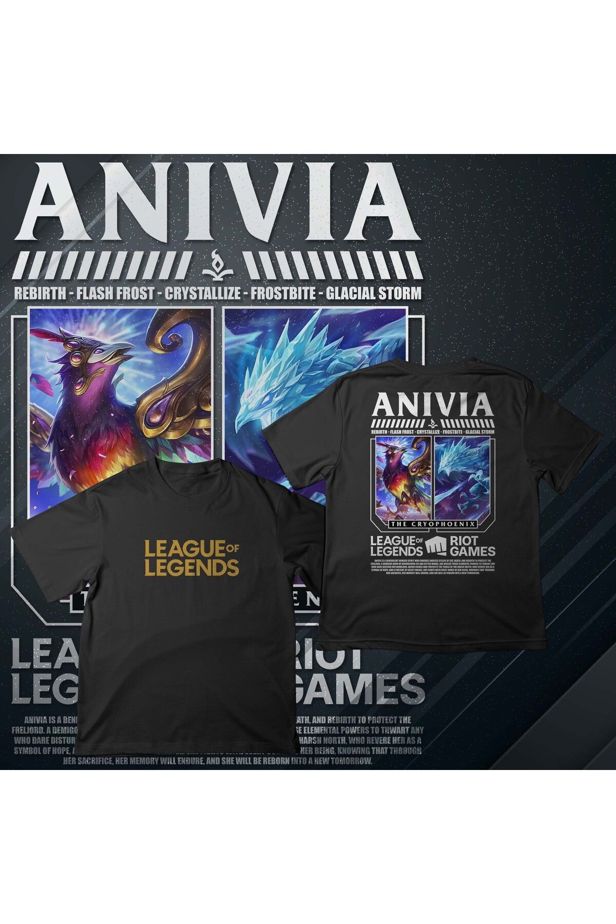 EZ Design League of Legends - ANIVIA - Baskılı Oversize T-shirt