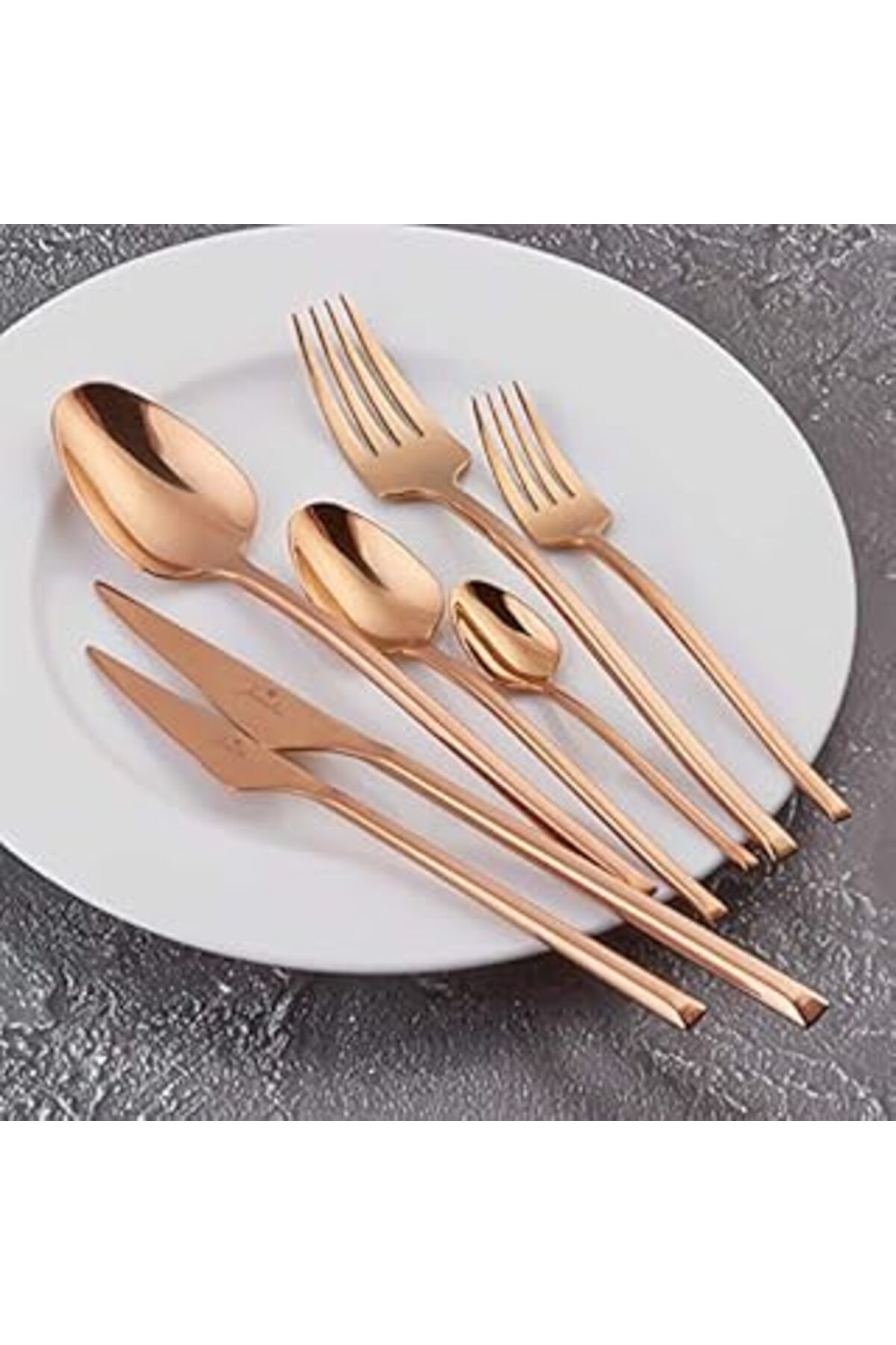 Mu Art Ahşap 5500 Titanyum Bronz 12 Kişilik 84 Parça Çatal Kaşık Seti