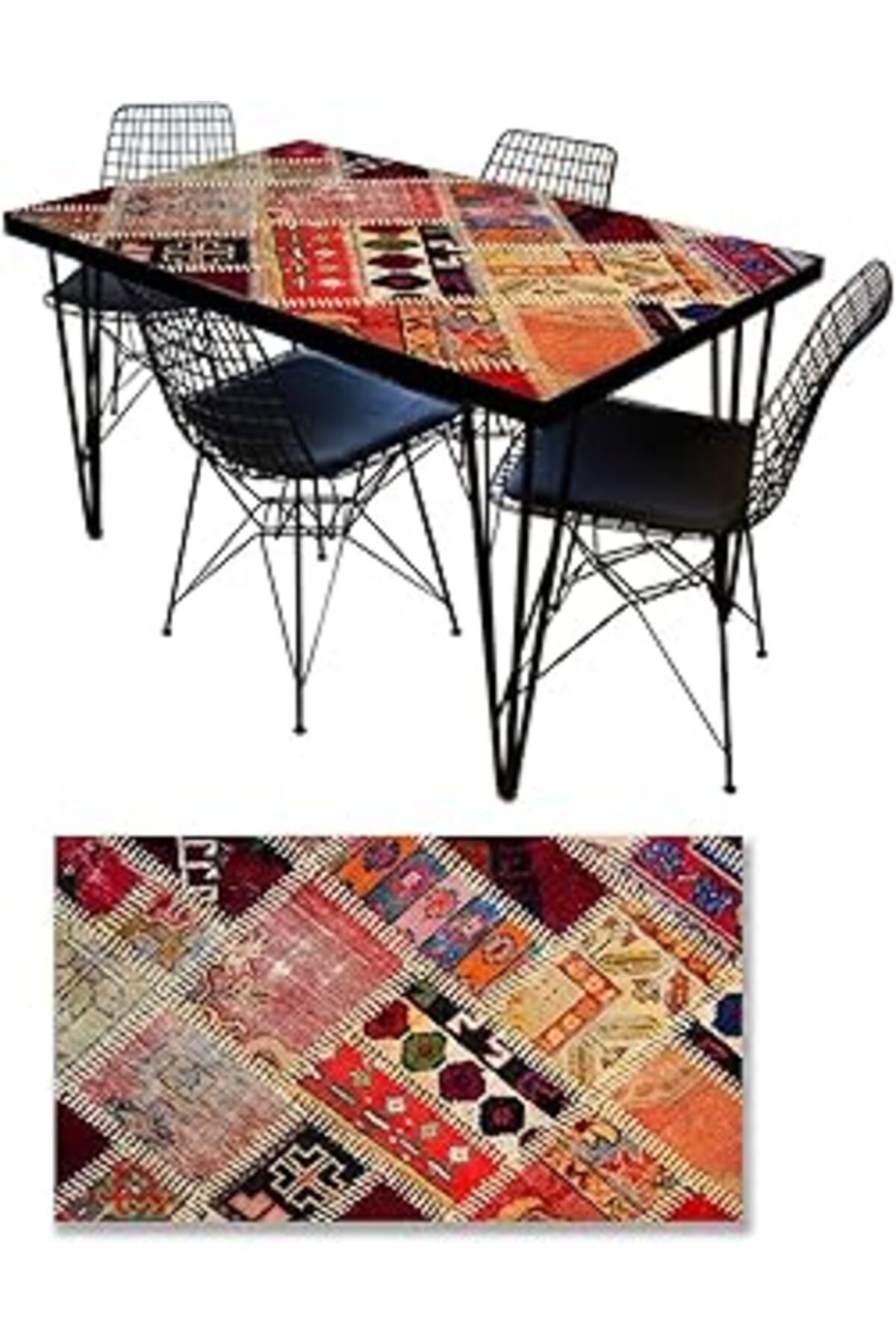 Mu Art Ahşap Stickerart Masa Kaplama Folyosu Mobilya Masa Kaplama Folyoları Eski Halı Desen