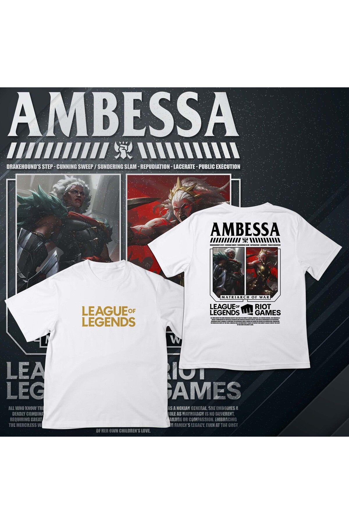 EZ Design League of Legends - AMBESSA - Baskılı Oversize T-shirt