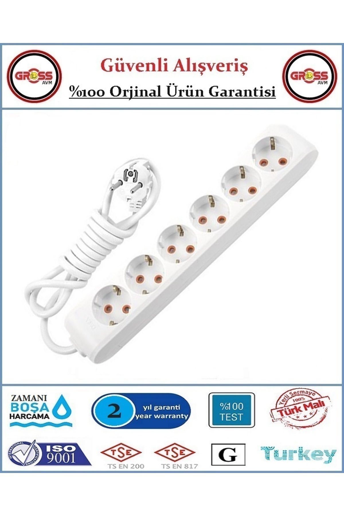 VİKO Viko Multi-Let Altılı Topraklı Priz - 3 Metre - Çocuk Korumalı - Beyaz - Ürün