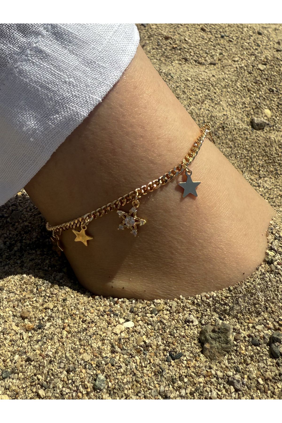 MODA Zirkon Taşlı Yıldız Rose Gold Halhal
