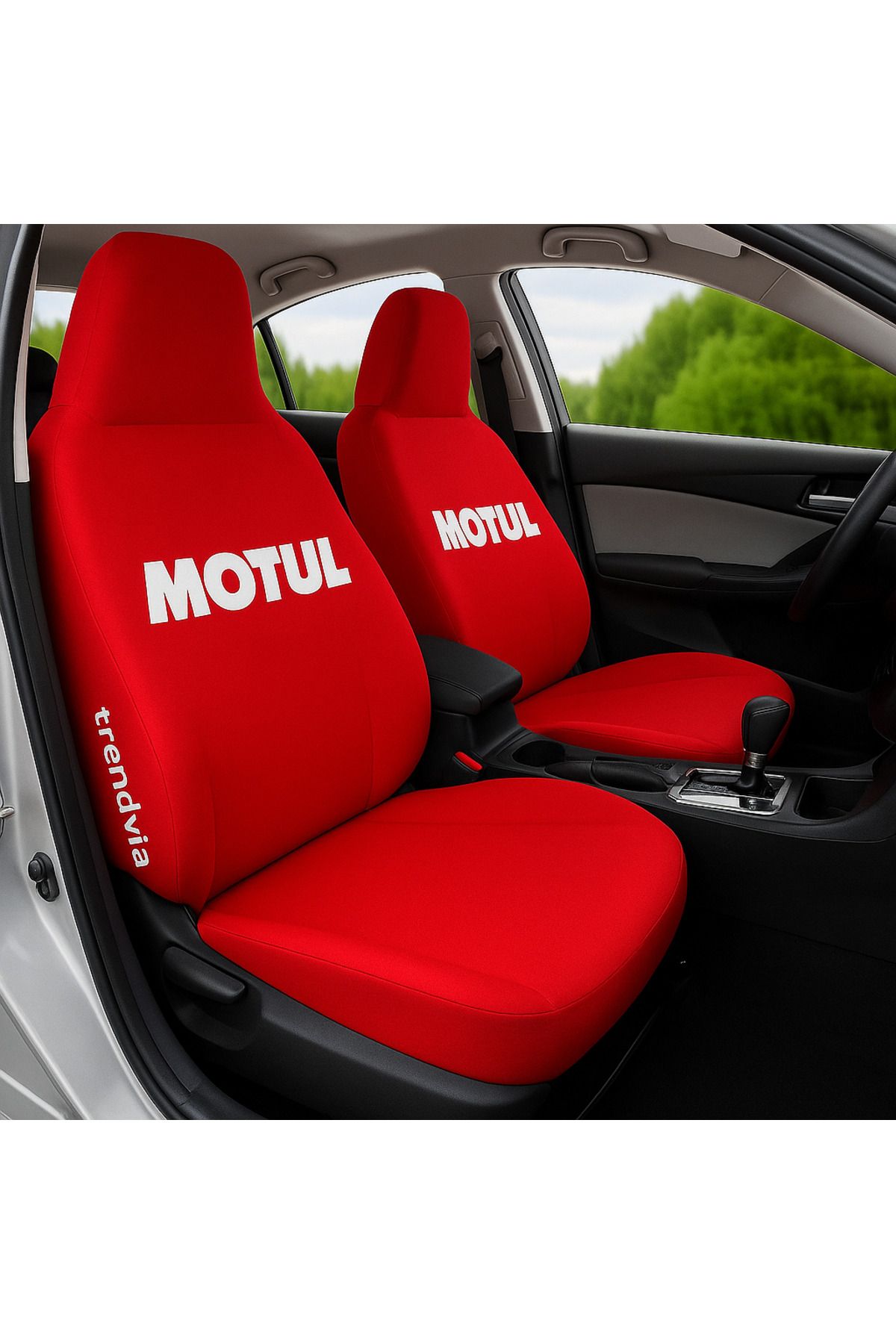 trivexa MOTUL Logolu Kırmızı Oto Koltuk Kılıfı Takımı – Ön ve Arka Koltuklara Uygun Spor Tasarım
