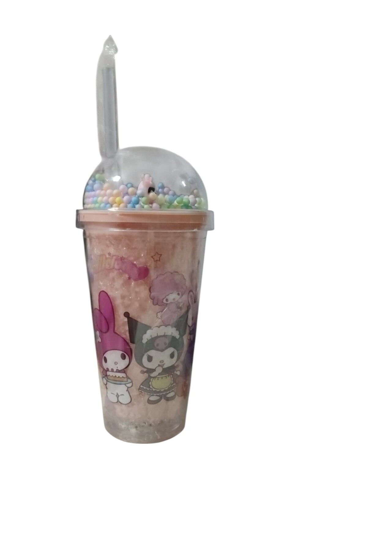 FAMEMUS ACCESSORY Kuromi Temalı Işıklı Pipetli Bardak (Pembe Renk .)