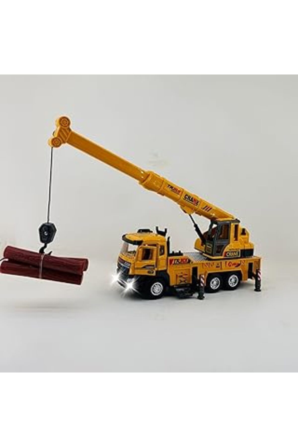 Mu Art Ahşap Oyuncak Metal Kasa Sesli Ve Işıklı Çek Bırak İnşaat Araçları Serisi Kule Vinç Kepçe 30 Cm (Vinç)