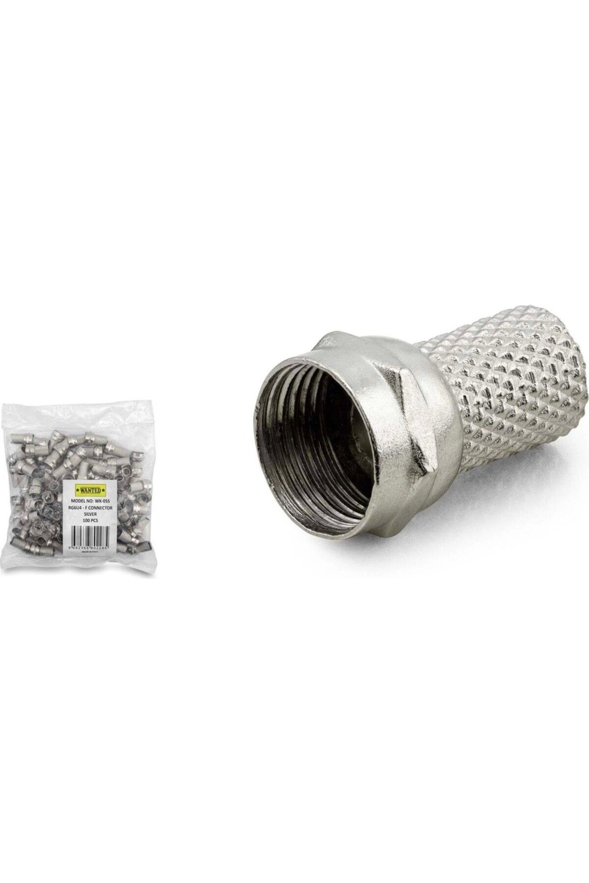 shabshop F Konnektör 17 Mm 100 Lü Paket Sılver WK-05S