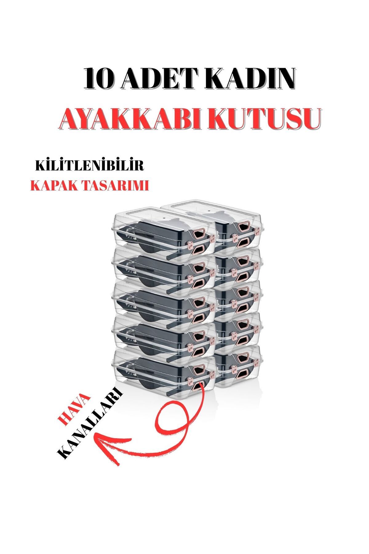 ALP HOME 10 lu Kadın Ayakkabı Saklama Kutusu – Şeffaf ve Düzenleyici Set