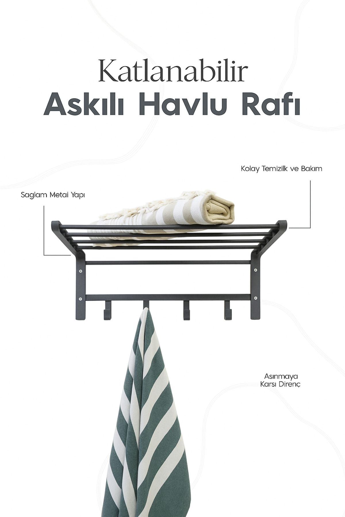hemetalaksesuar Duvara Monte Katlanabilir Çamaşır Askısı - 60x40 cm