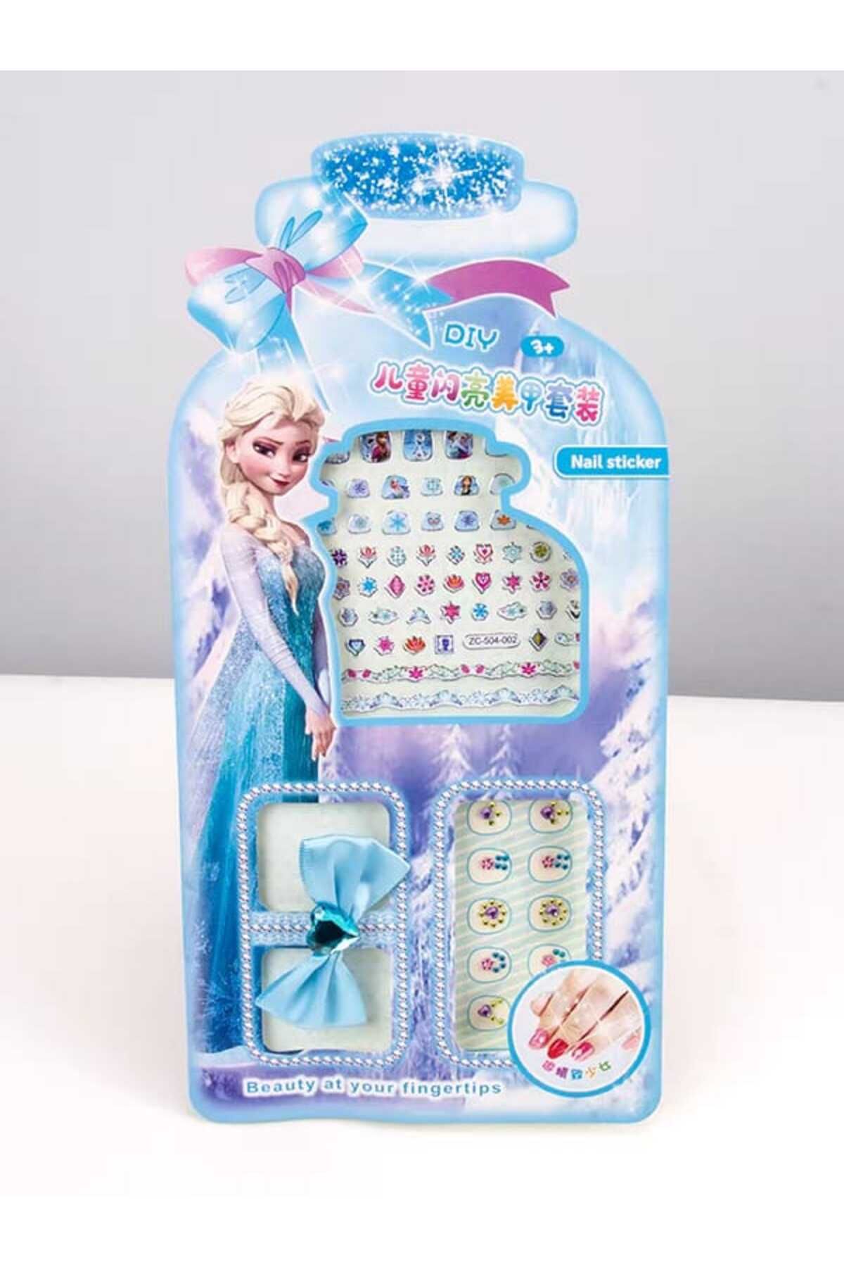 Eva Rose 1 Adet Figürlü Kendinden Yapışkanlı Çocuk Takma Tırnak Sticker Yüz ve Tırnak Taşı Ve toka Seti