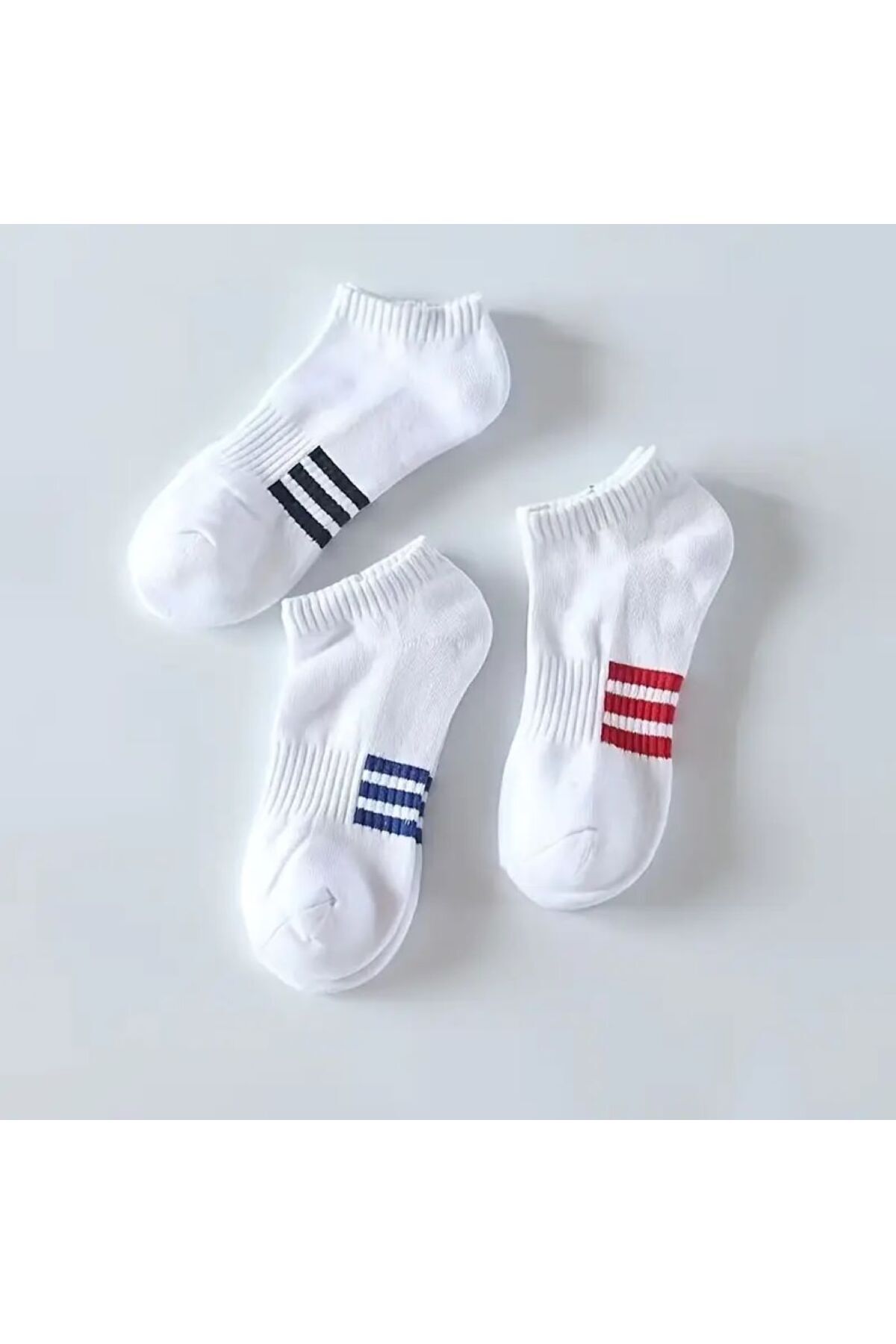 BARLASOCKS 3'lü ünisex cizgili patik çorap