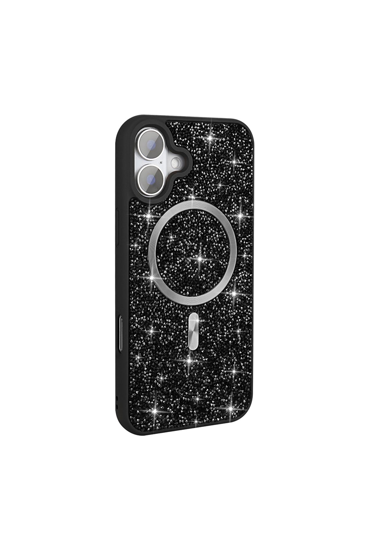 halkhouse Apple iPhone 16 Plus Kılıf Pırlanta Tasarımlı M-safe Şarj Özellikli Şık Kadın Mozaik Silikon Kapak