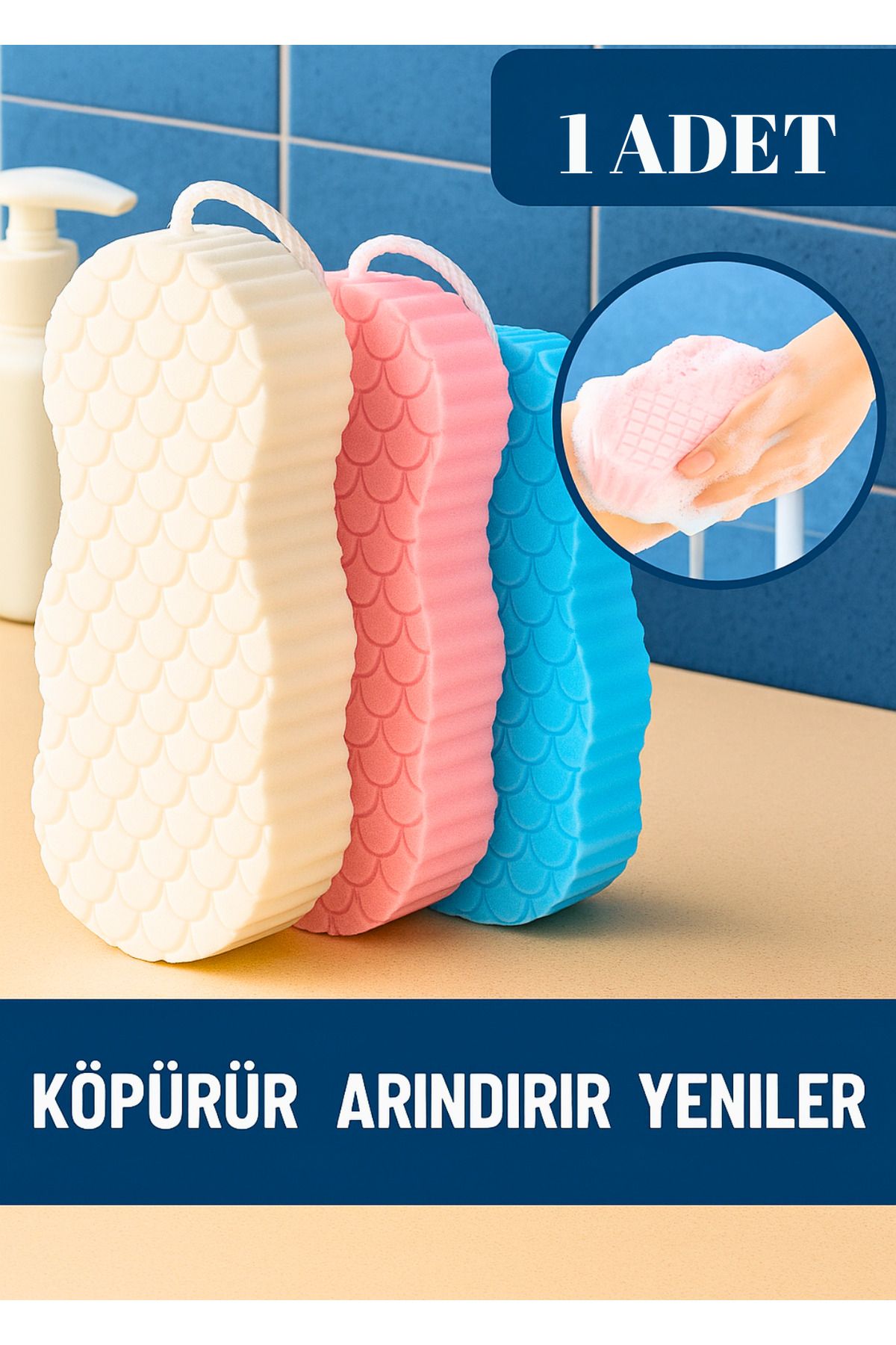 BRE HOME Tekli Peeling Banyo Süngeri | Ölü Deri Temizleyici Yumuşak Vücut Süngeri Duşta Köpüren Lif