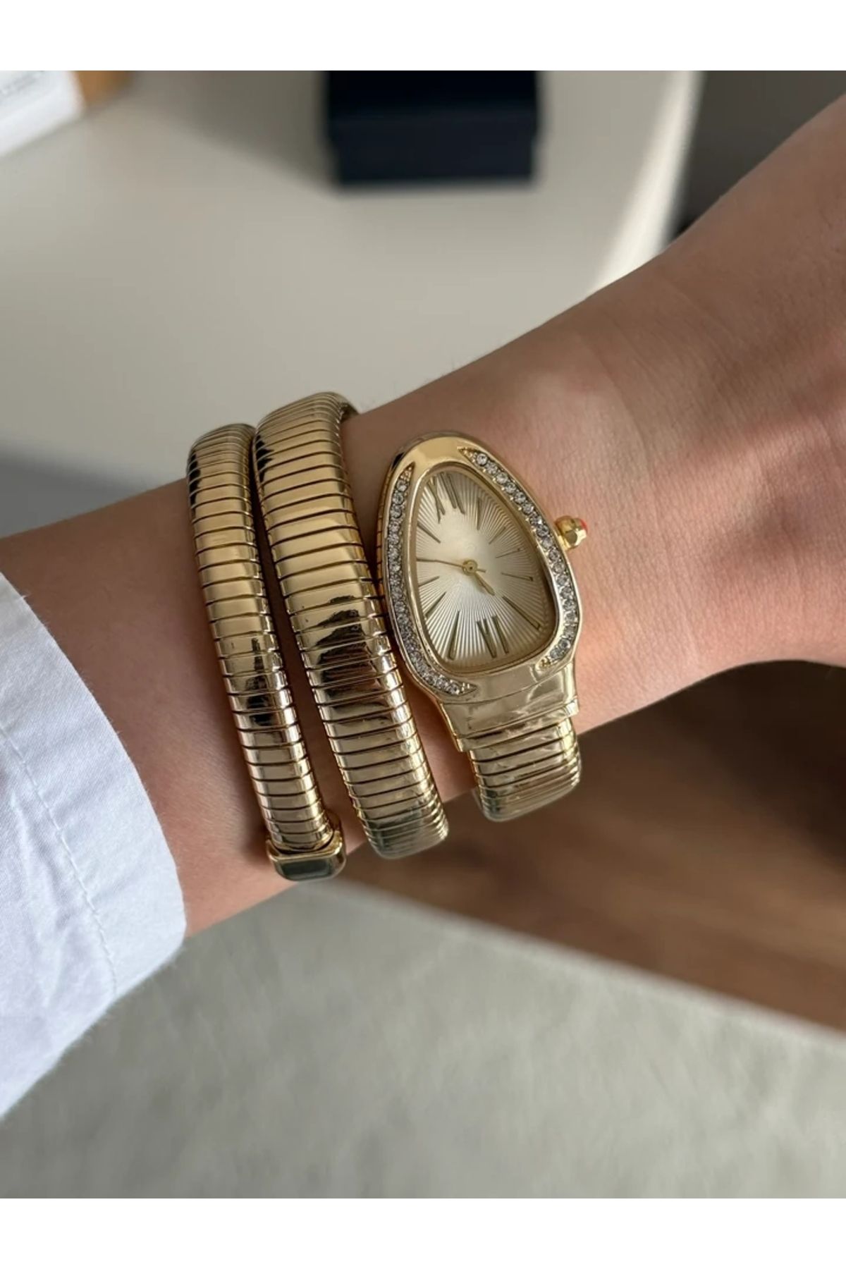 RoseandRoses Snake Sarmal Model Yeni Sezon Kadın Kol Saati Gold (Gold Kadran)