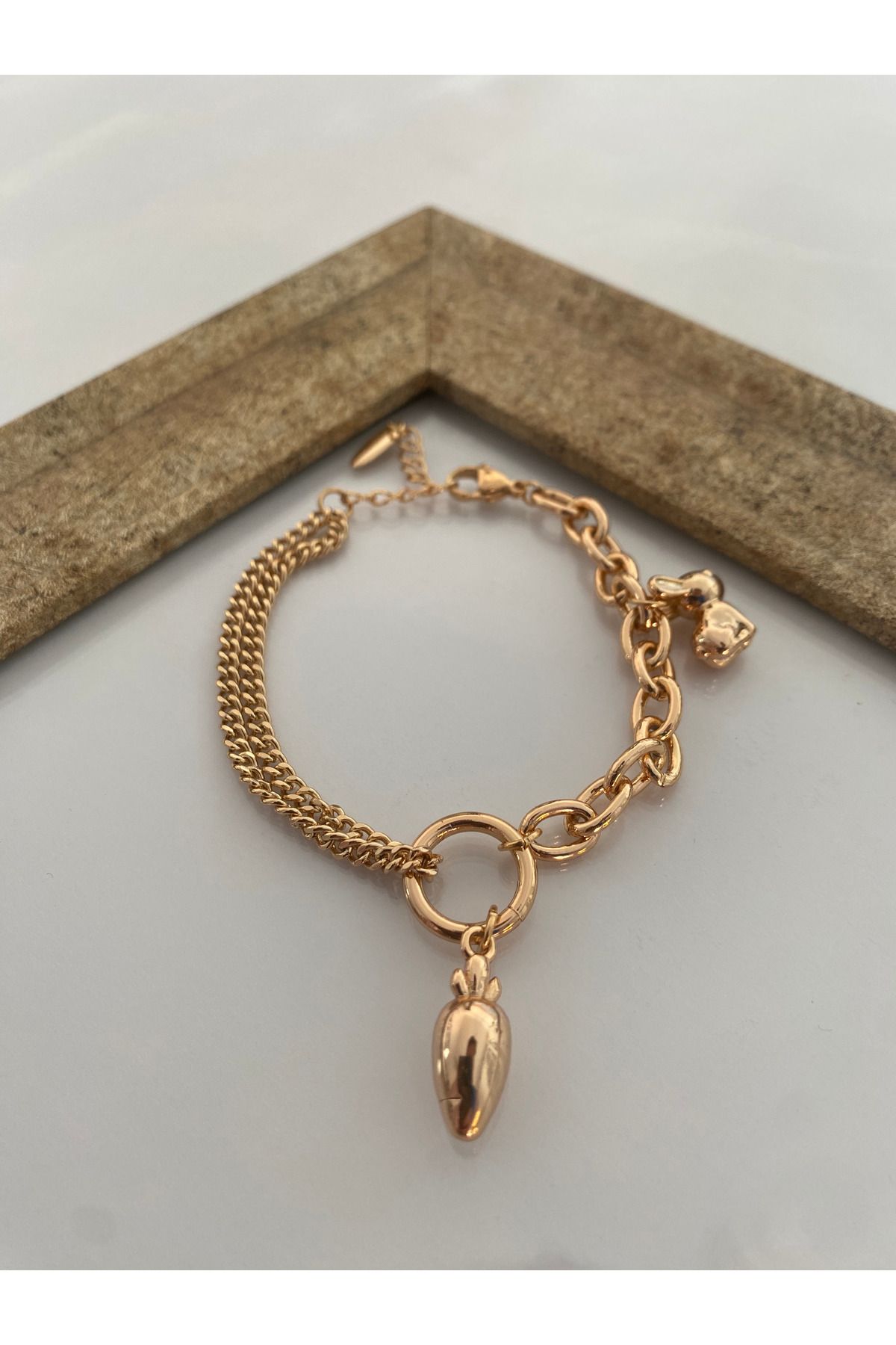 Asavia Xupuing Jewelry 14 Ayar Altın Kaplama Rose Tavşan Charm Bileklik