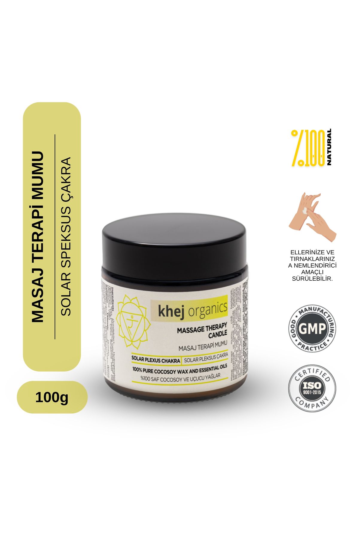 Khej Organics Solar Peksus Çakra Masaj Terapi Mumu 100gr