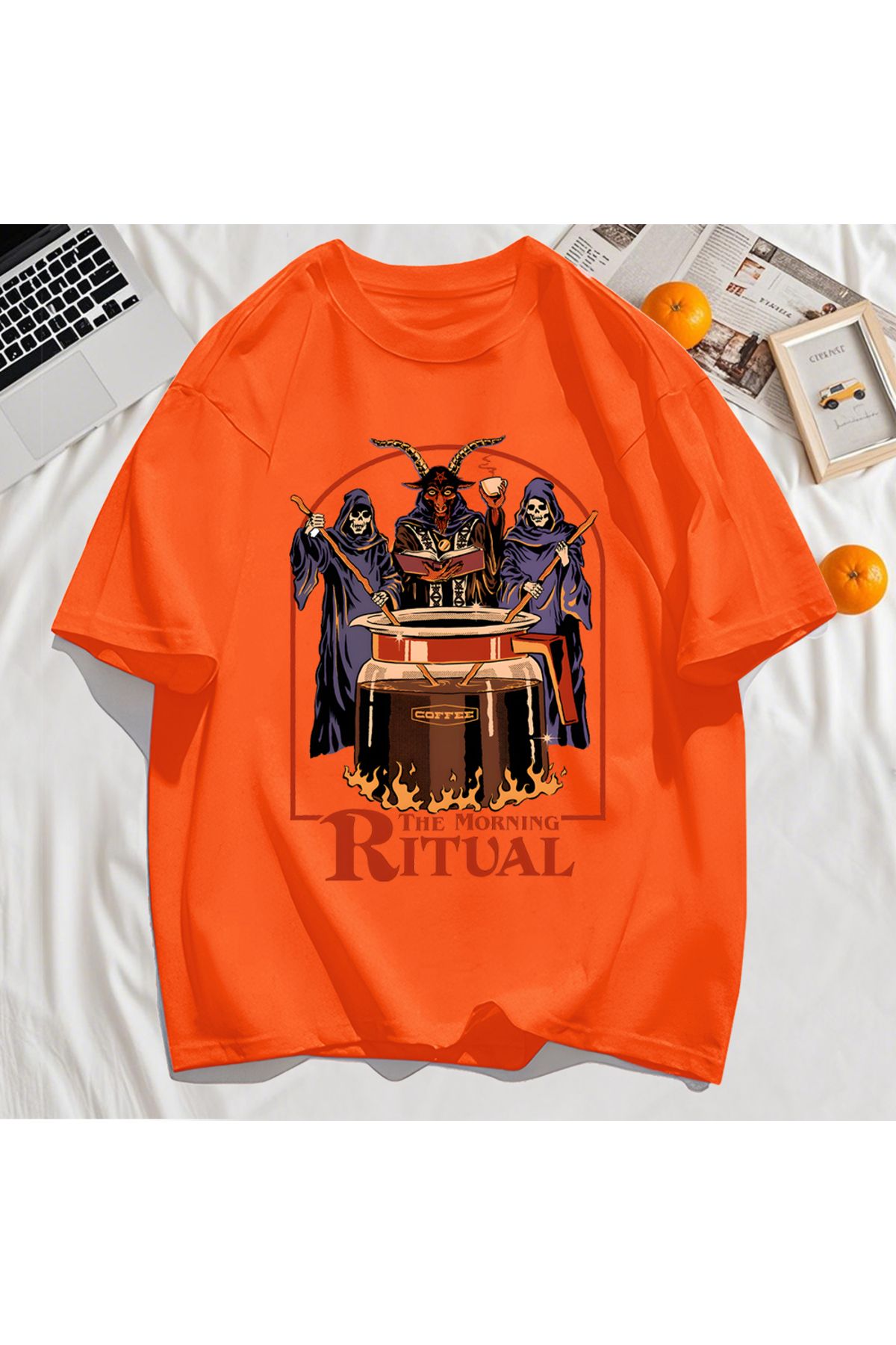 StartMore Y2k Vintage Tişört Tee Sabah Ritüeli Baskı