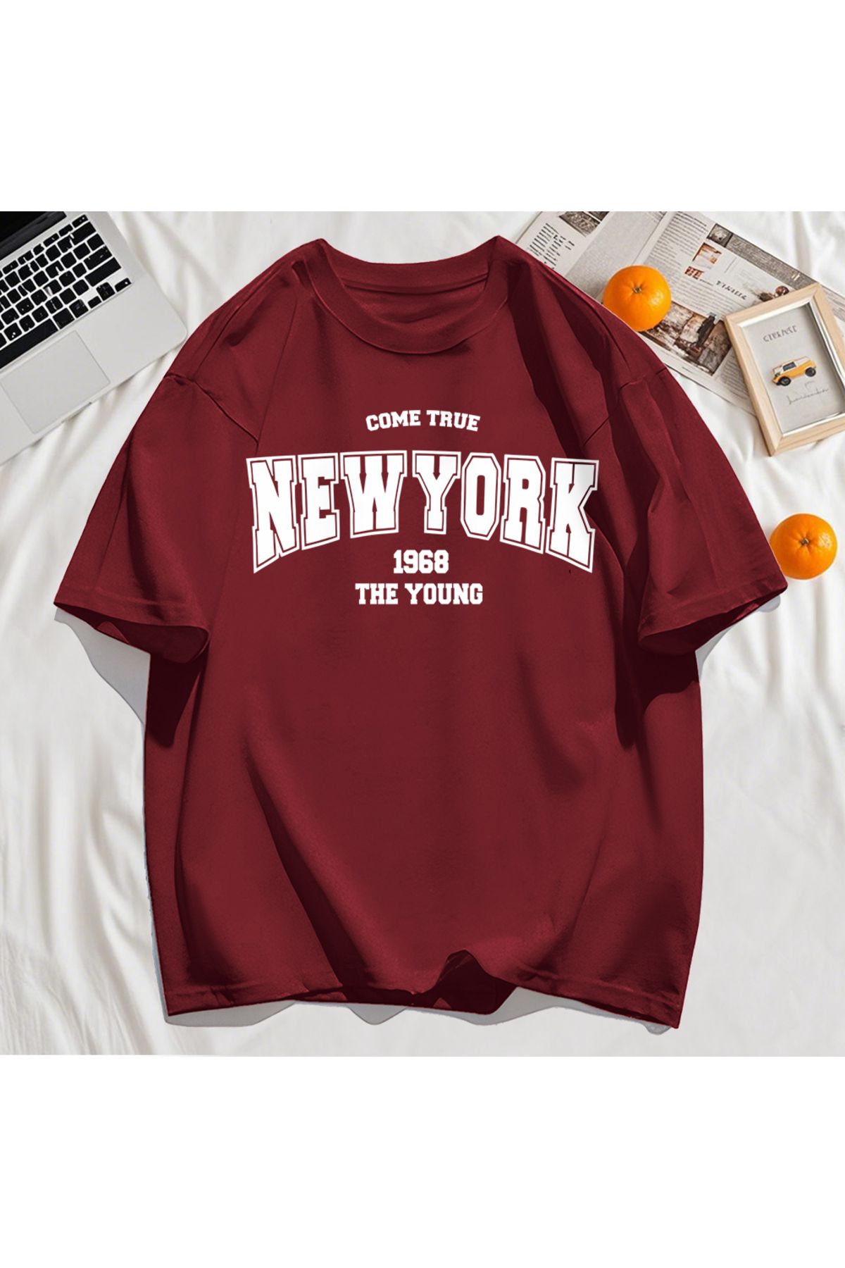 StartMore Y2k Vintage Tişört Tee Gerçek Gel New York 1968 Basit Sanat Mektup Baskı