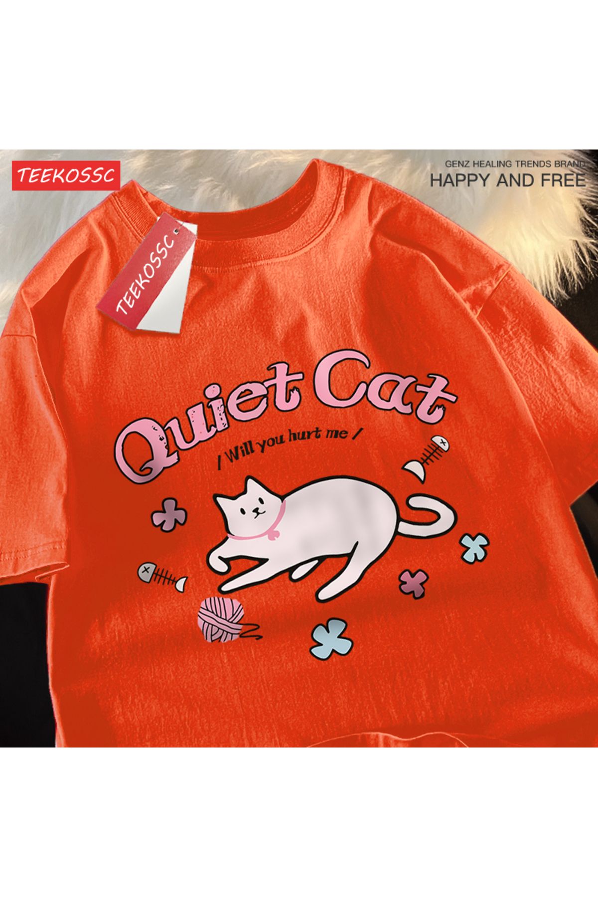 StartMore Y2k Vintage Tişört Tee Sessiz kedi bana zarar verecek
