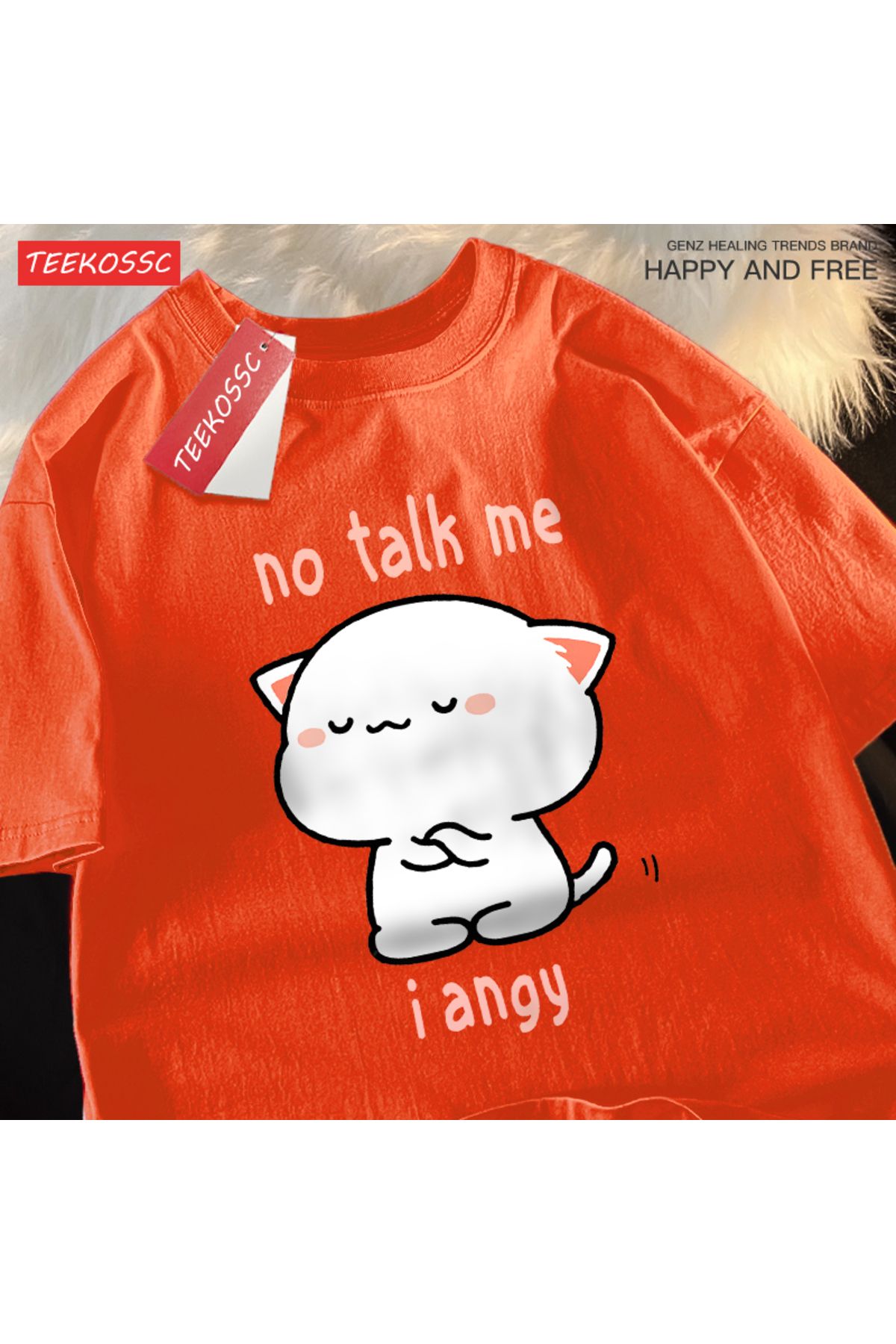StartMore Y2k Vintage Tişört Tee Hayır konuşma bana ben Angy yüksek soğuk kedi