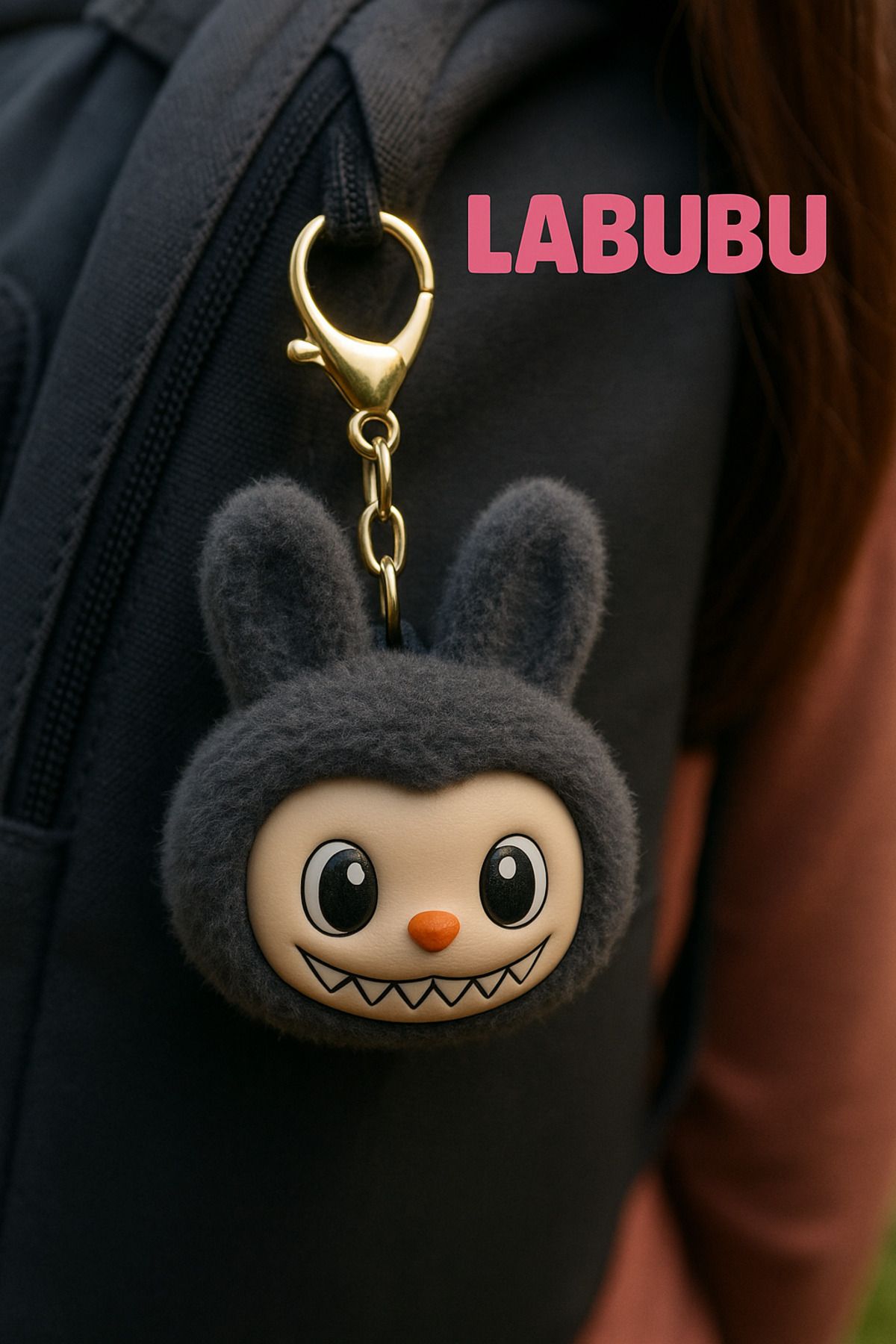 TOYFEST Labubu Peluş Anahtarlık Çanta Şüsü - MODEL 3 - Siyah