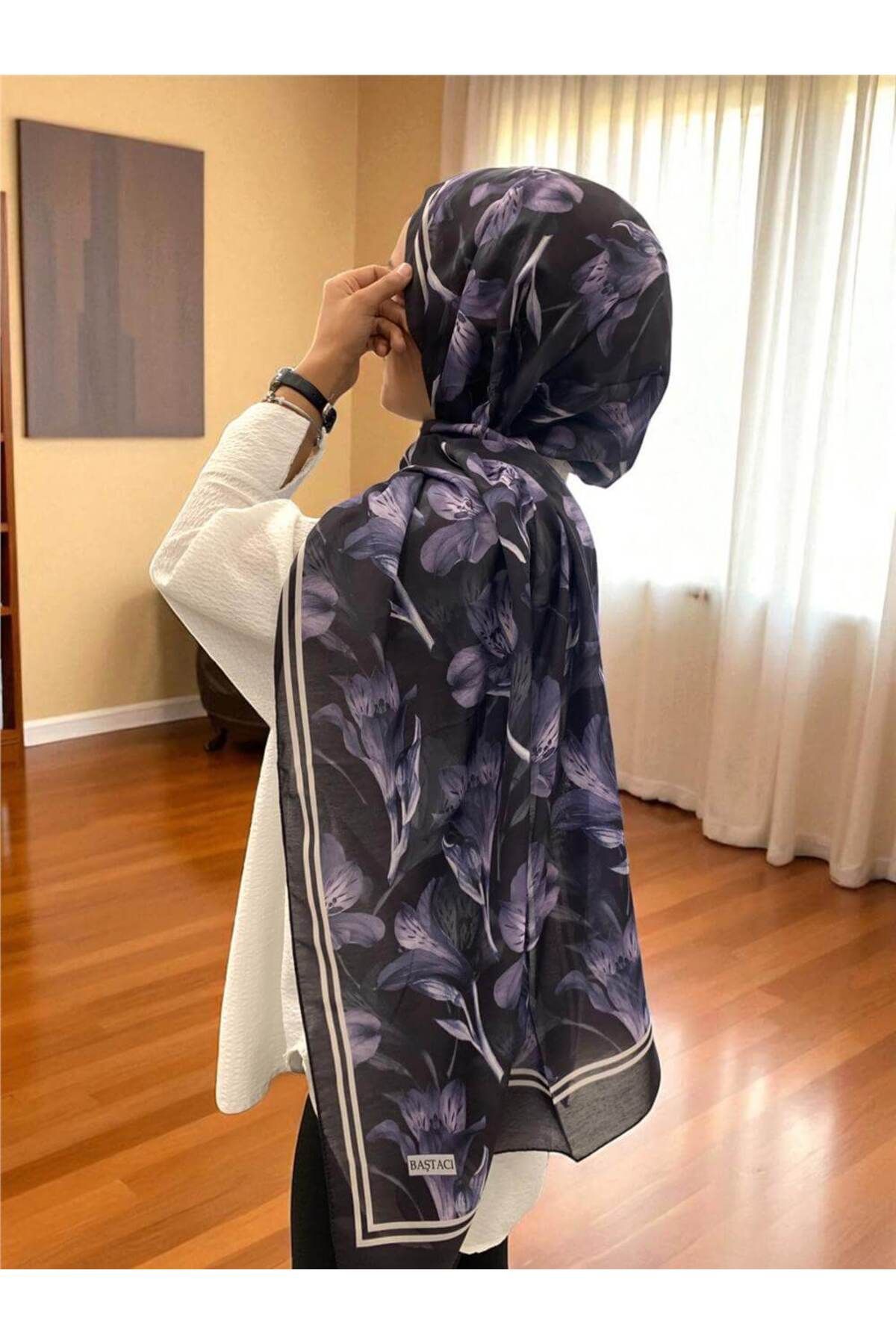 Baştacı BAŞTACI PAMUK ÇİÇEK LİLA ŞAL