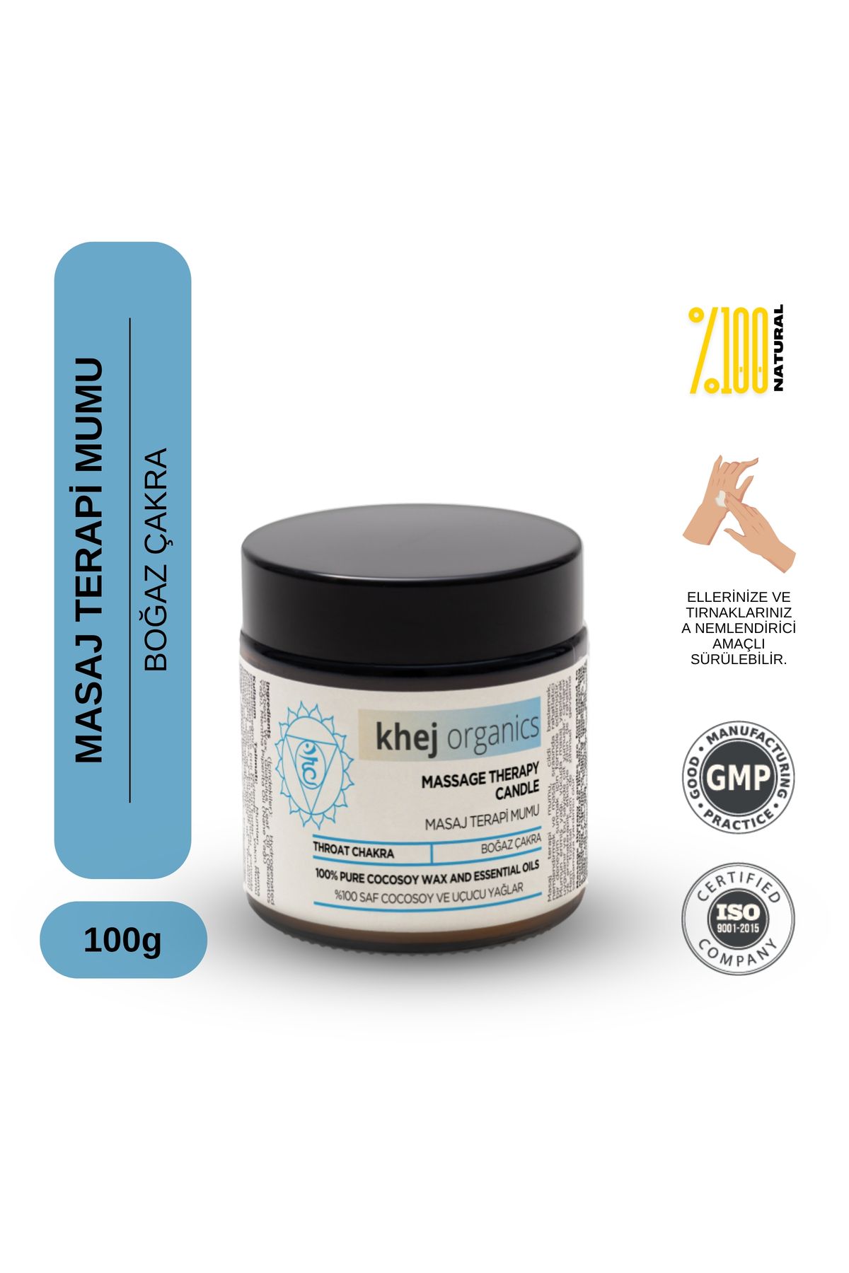 Khej Organics Boğaz Çakra Masaj Terapi Mumu 100gr