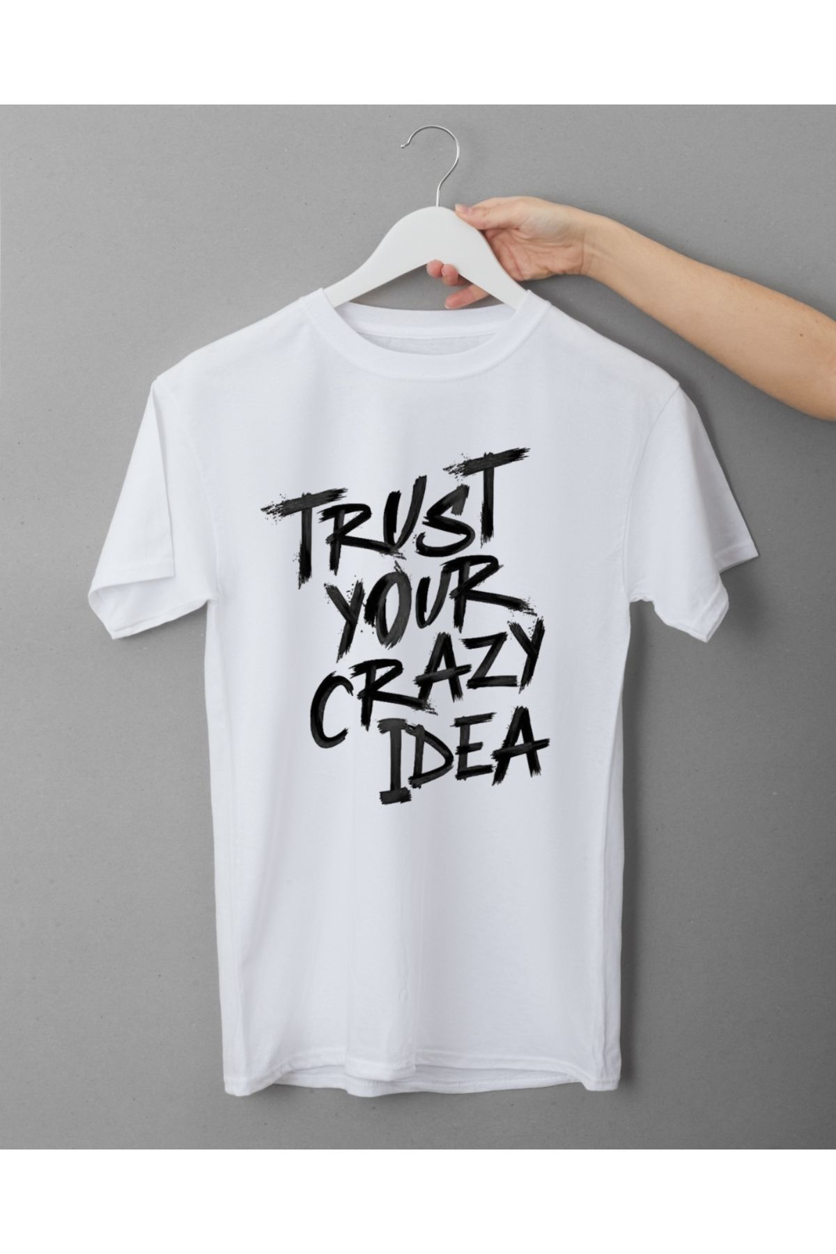 Viony Unisex Erkek/Kadın Trust Your Crazy Idea Baskılı Oversize T-Shirt