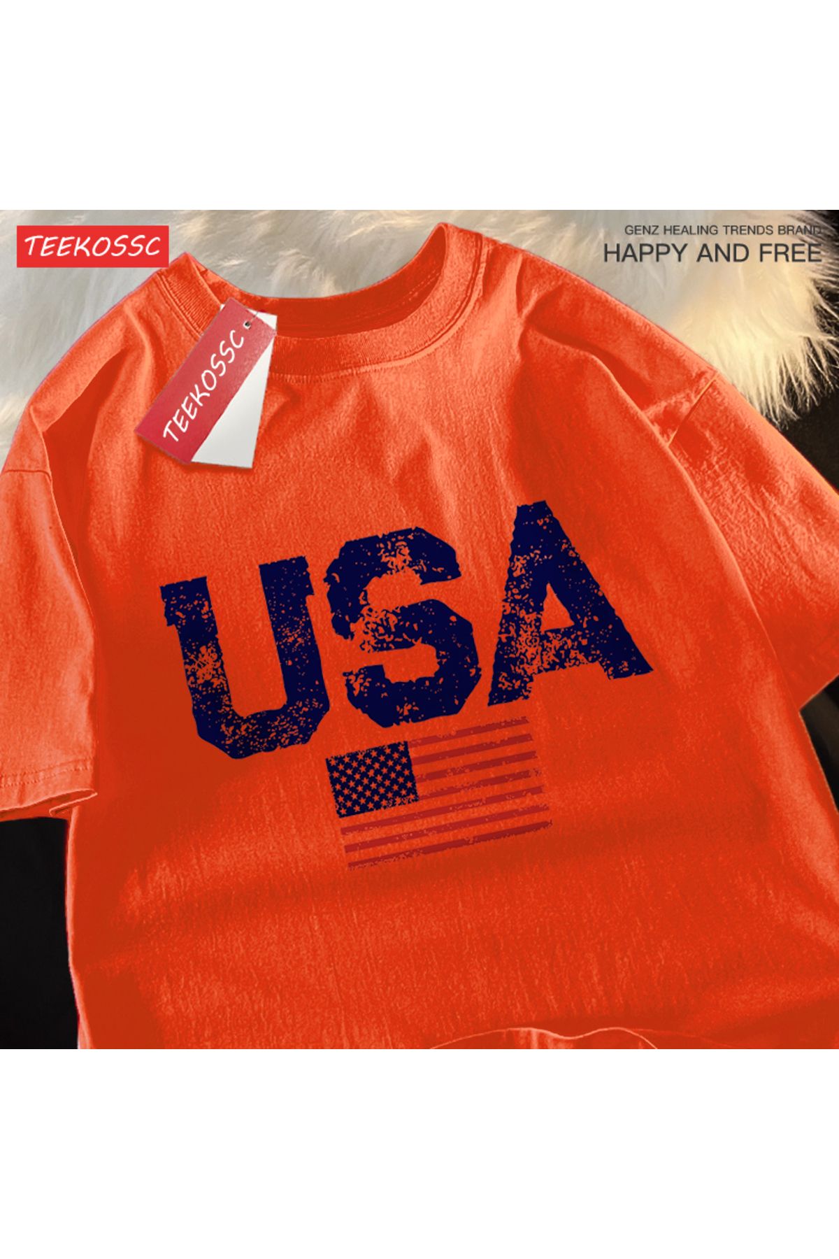 StartMore Y2k Vintage Tişört Tee Abd mektuplar amerikan bayrağı