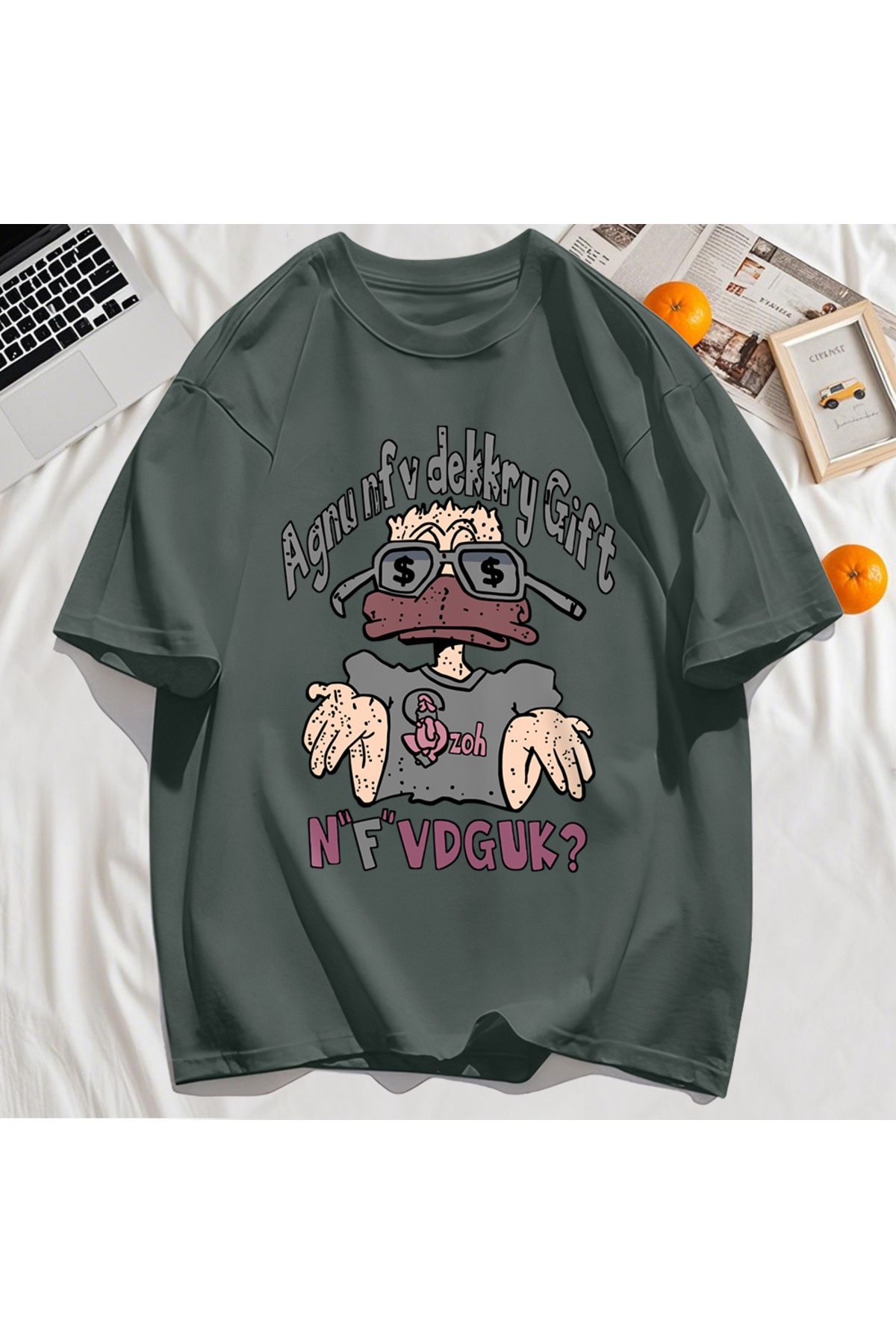 StartMore Y2k Vintage Tişört Tee Bir İnsan Gözlük Giyen Baskı