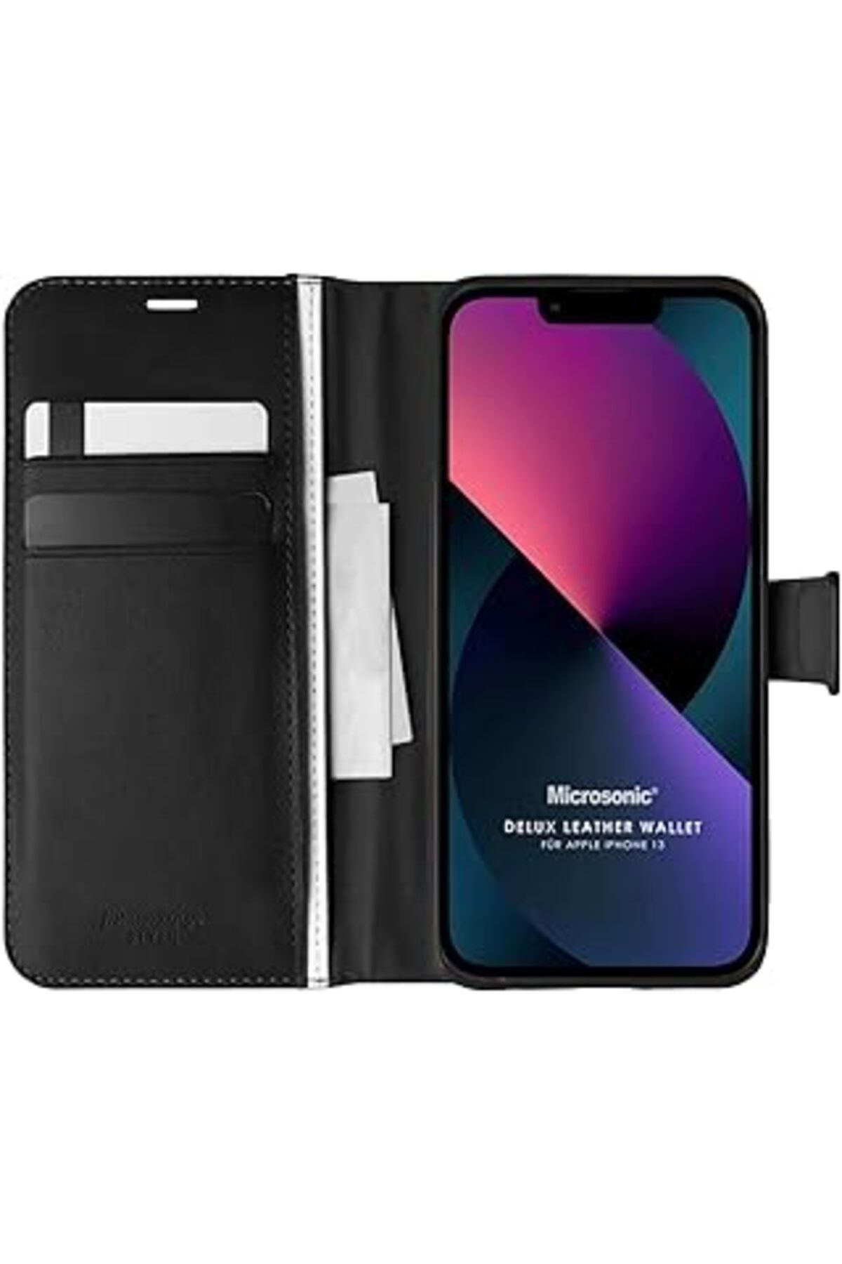 Qedii Microsonic Apple Iphone 13 Için Kılıf Delux Leather Wallet Siyah [ıphone 13 Ile Uyumlu Kılıf - Siya