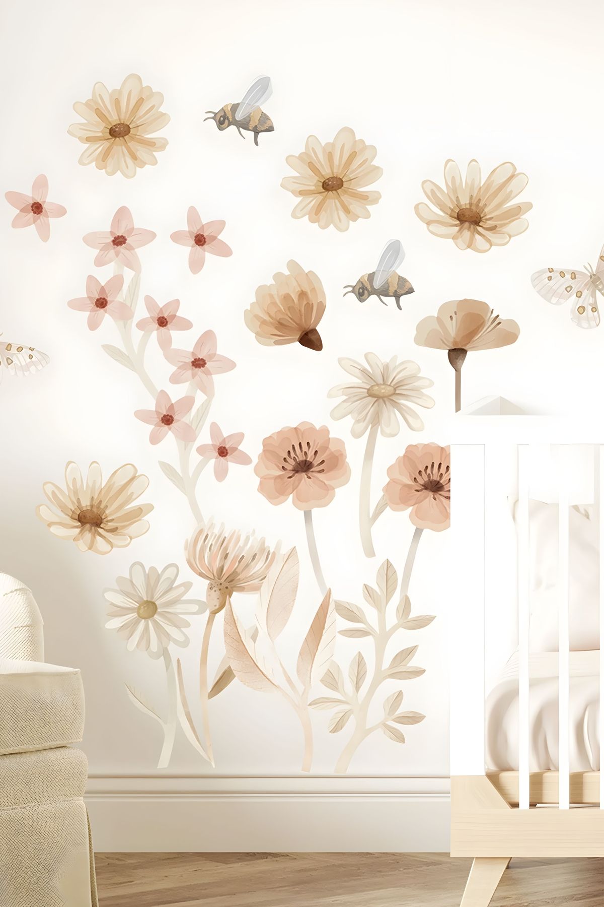 Grafikup Boho Çayır Duvar Sticker Seti - Soft Renkli Çayır Duvar Sticker