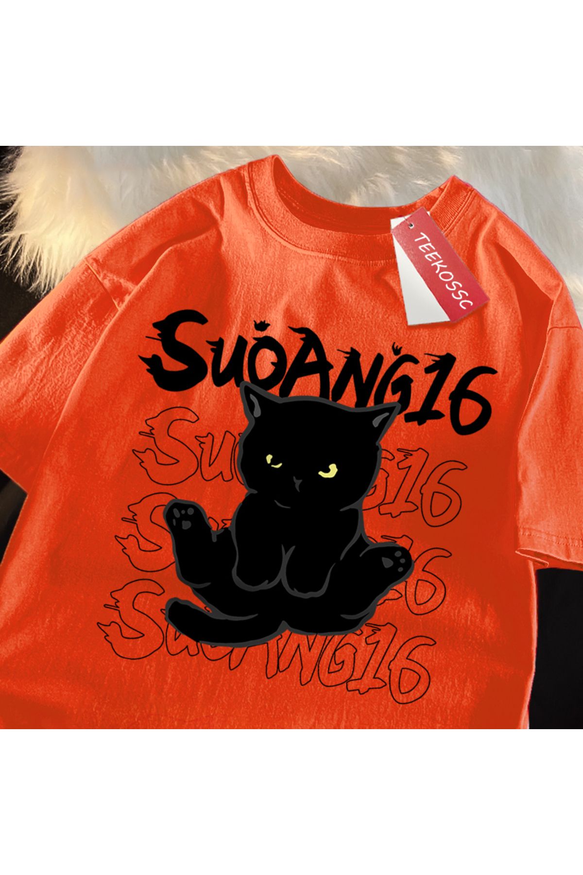 StartMore Y2k Vintage Tişört Tee Eğlenceli siyah kedi baskı japon tarzı