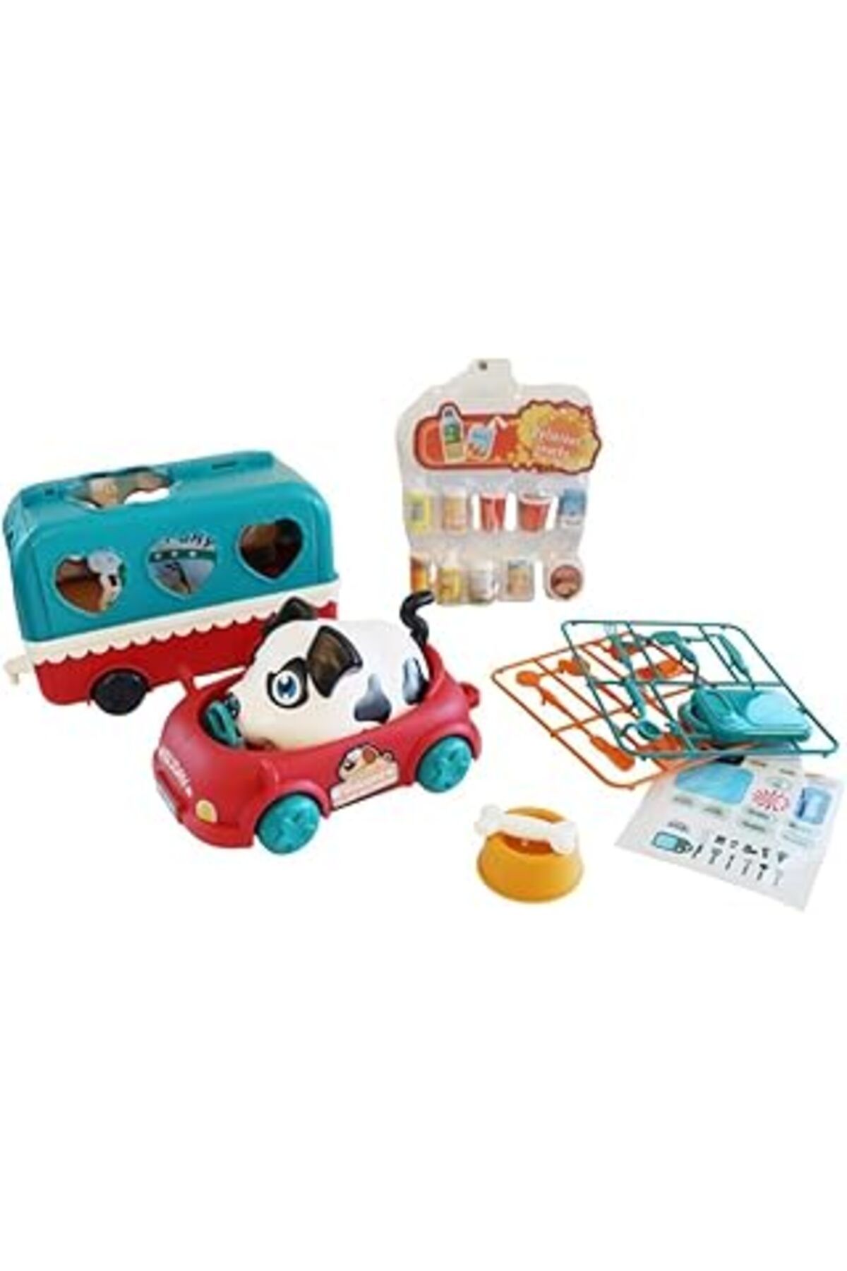 Qedii Ogi Mogi Toys Ses Kontrollü Köpek, Araba Ve Atıştırma Arabası Seti