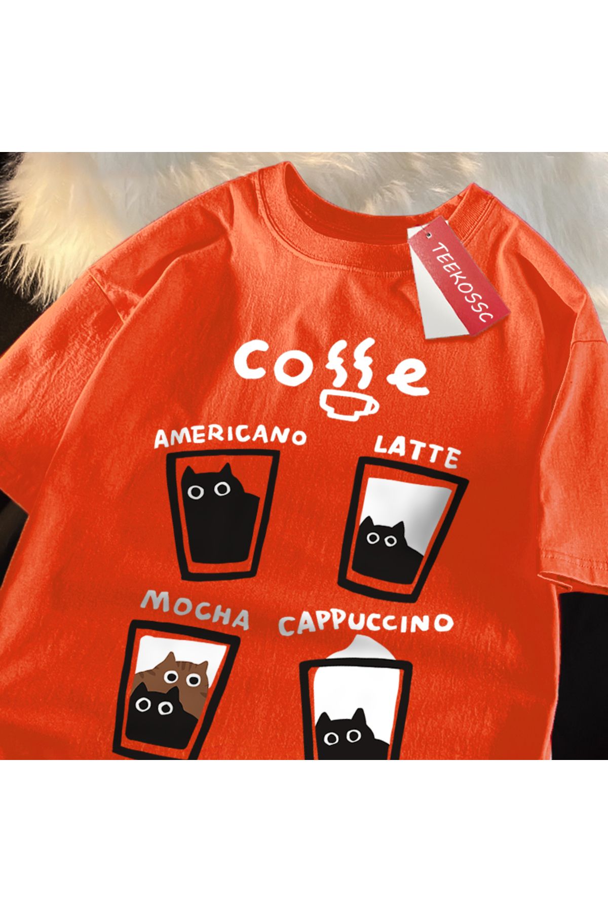 StartMore Y2k Vintage Tişört Tee Eğlenceli kahve kedi japon tarzı