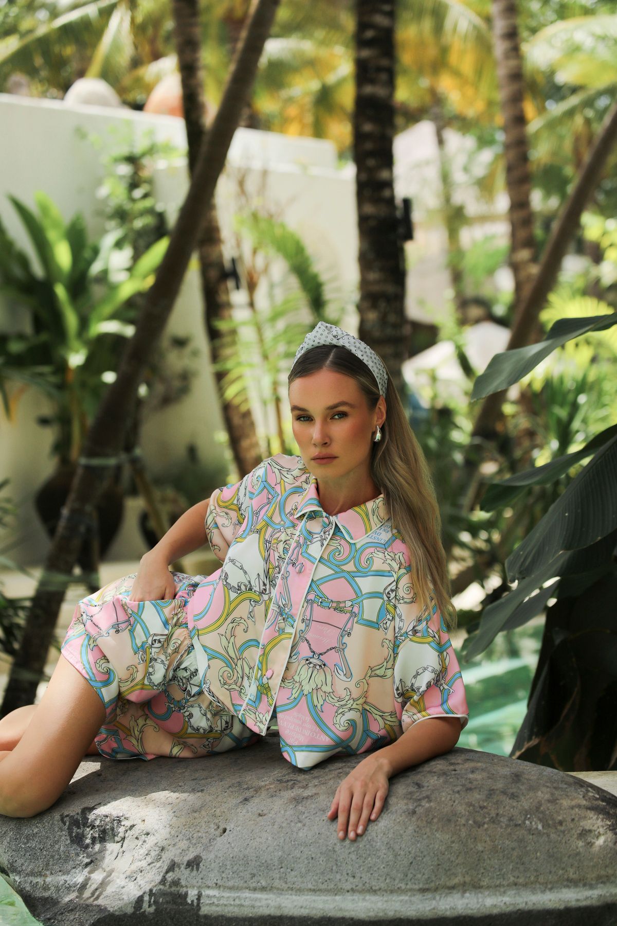 MODA MAİSON JESSIE AURELIE ROSE ŞORT TAKIM - %100 İPEK SATEN PEMBE