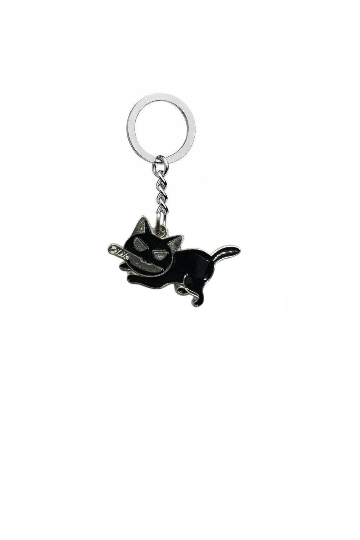 Herşey Nota-Unisex Keychain with Black Cat Figure with Blade Crawling Pose – Daily Reflection of Gothic and Rebellious Spirit 1