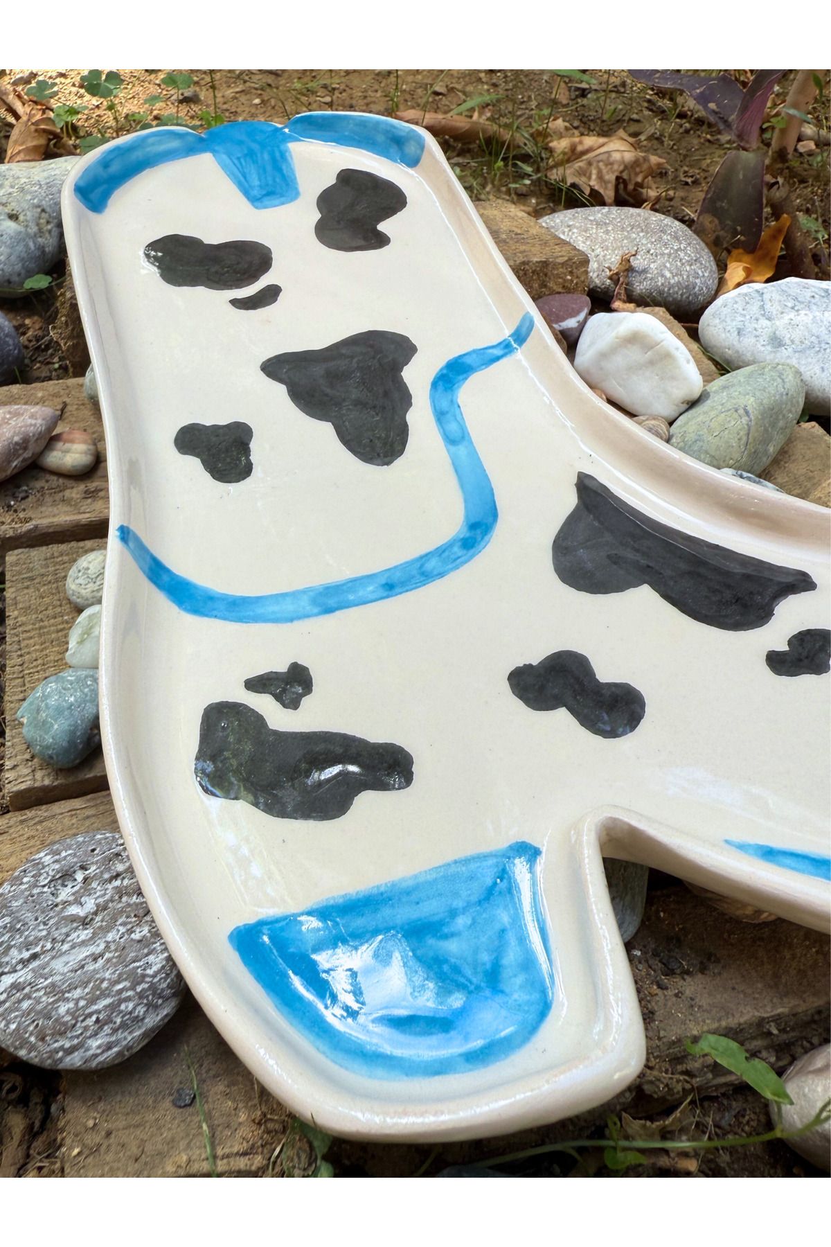 archeceramic Arche Ceramic El Yapmı Seramik Servis Tabağı - Kovboy Çizmesi 2 - 31x25 cm - Tekli