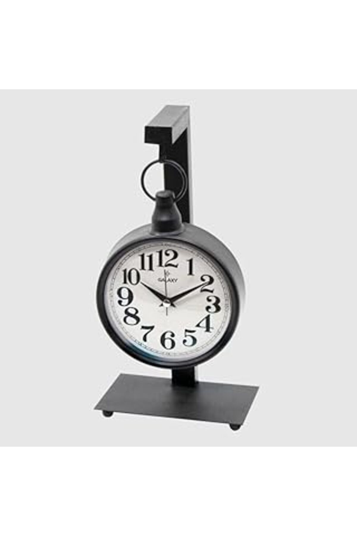 Mu Art Ahşap Galaxy Premium Metal Gövdeli Ofis Ve Ev Masa Üstü Sessiz Akar Saat 35 Cm Yükseklik