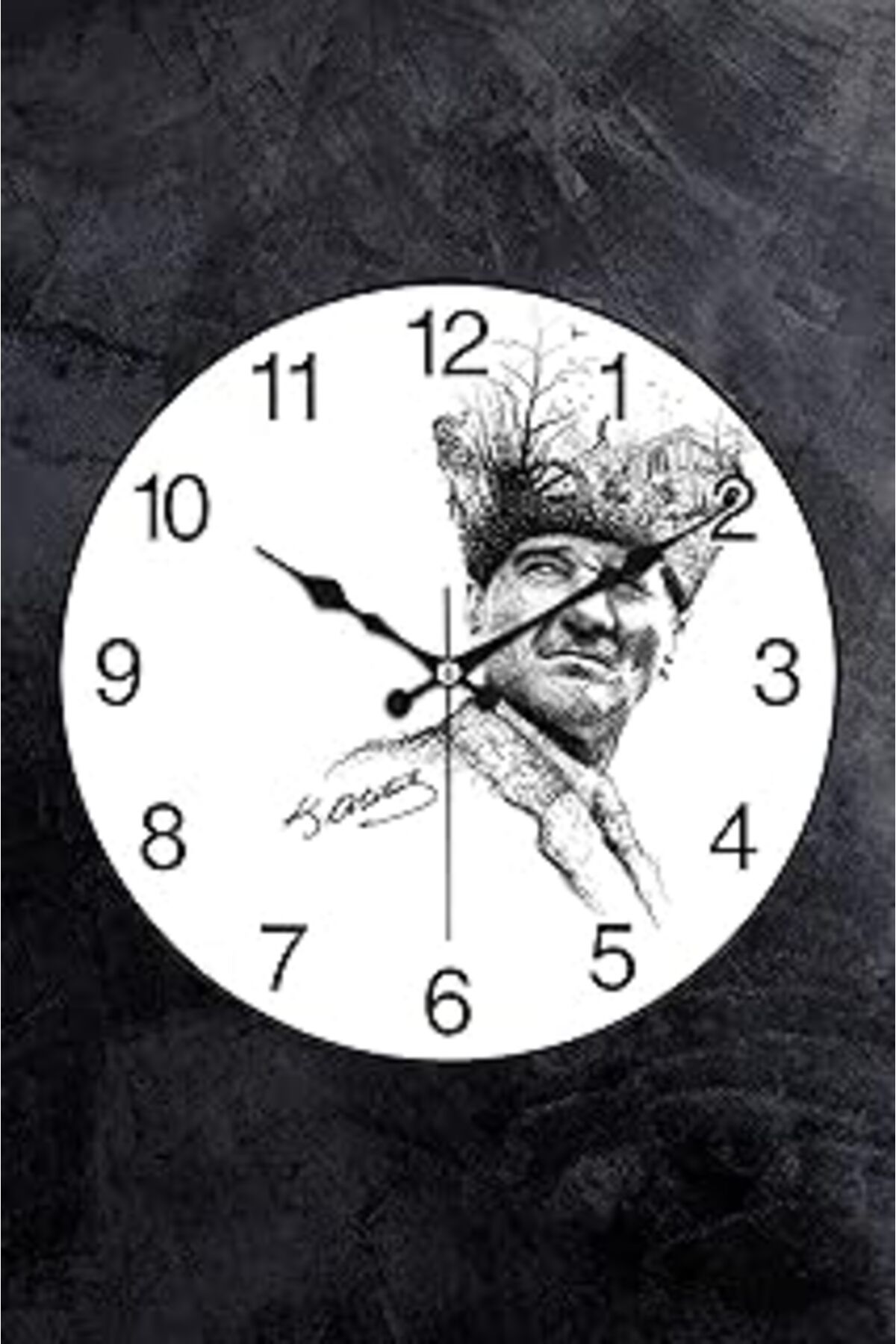 Mu Art Ahşap Emores Atatürk Duvar Saati Akar Saniye Sessiz Mekanizma 36 Cm