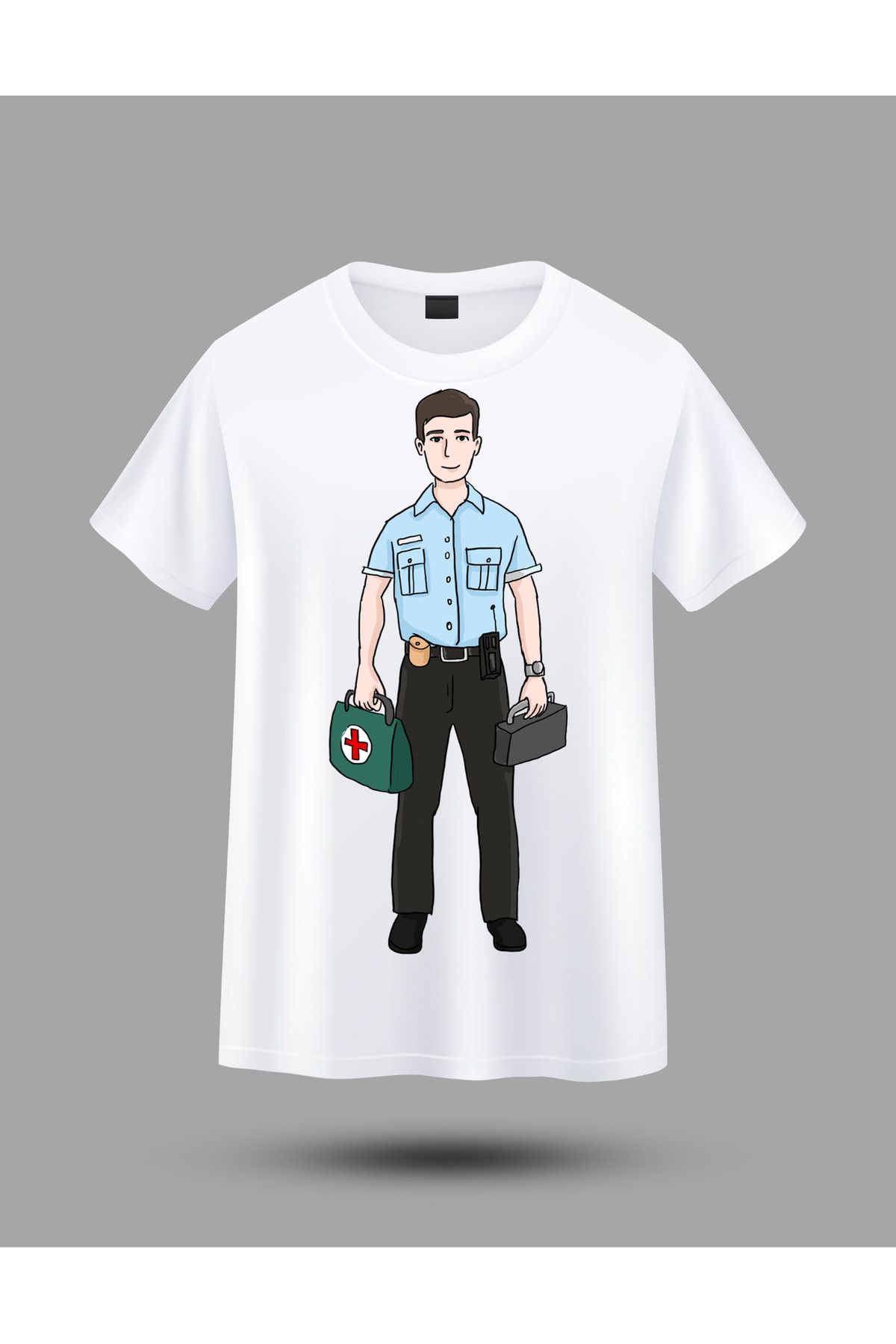 BERFA STORE Sağlık Görevlisi Karikatürlü Hediyelik T-Shirt