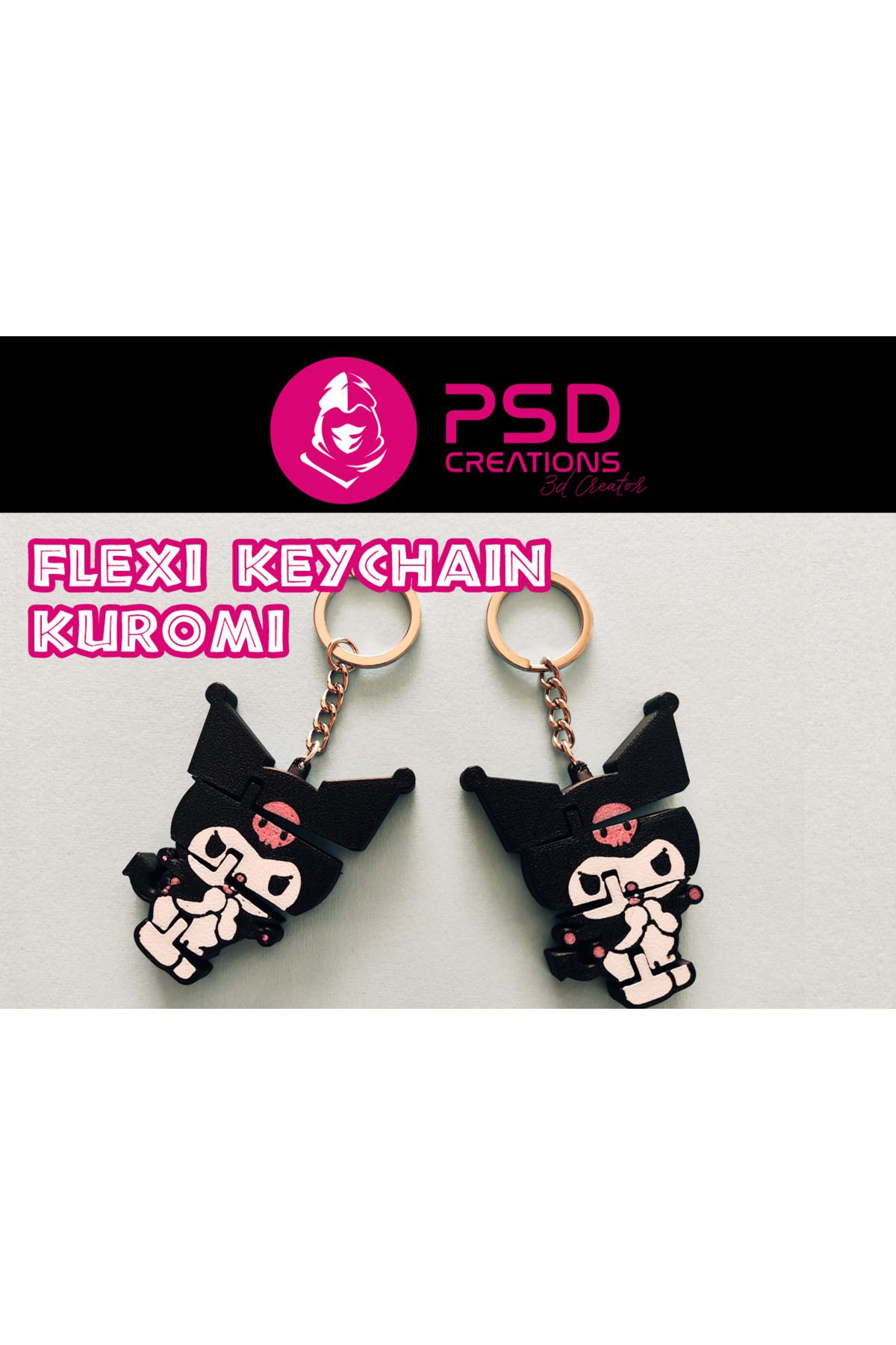talaşoğlu Kuromi 3D - Esnek bir anahtarlıkta isyancı!